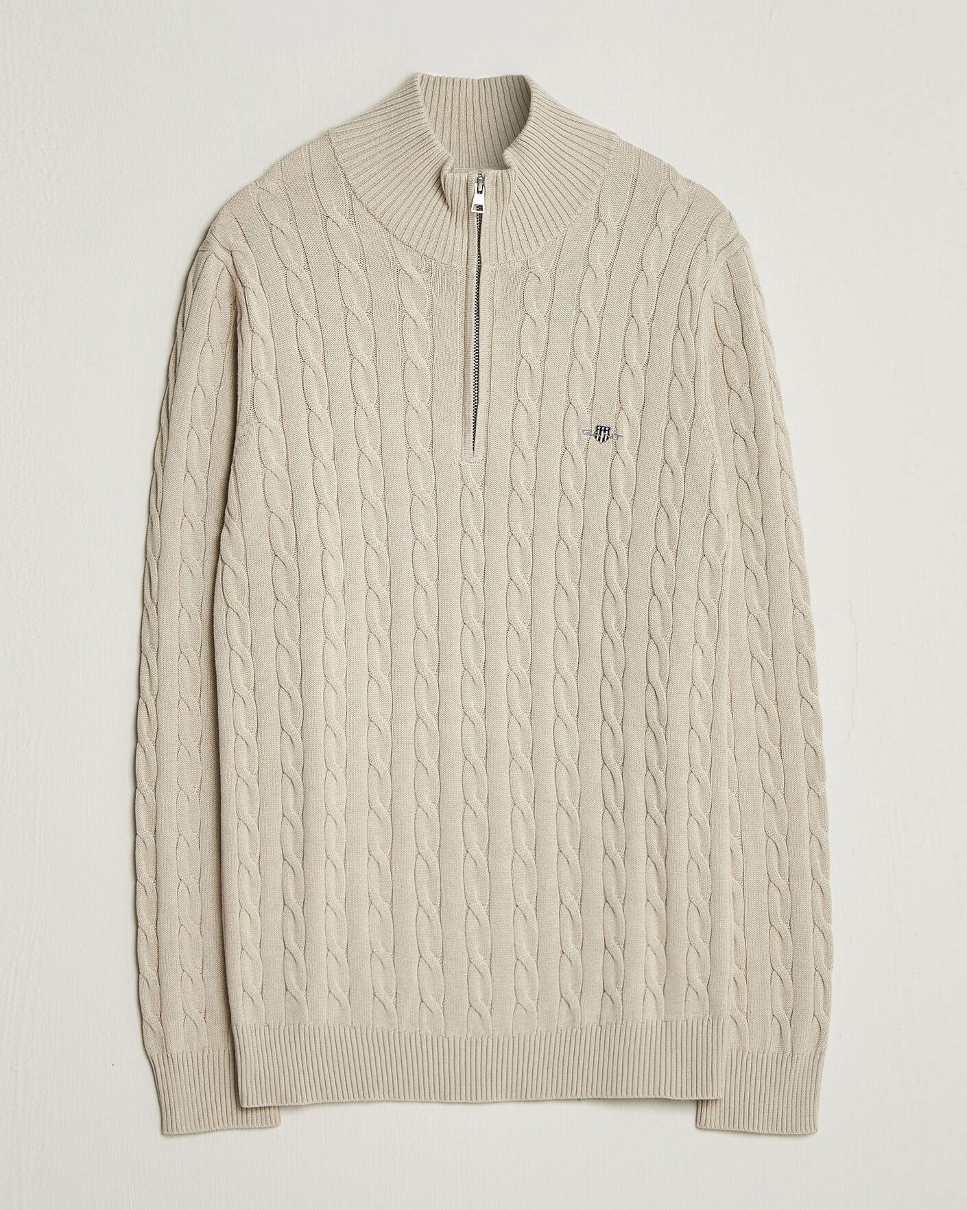 Herre | Trøjer | Gant | Cotton Cable Half Zip Clay Beige