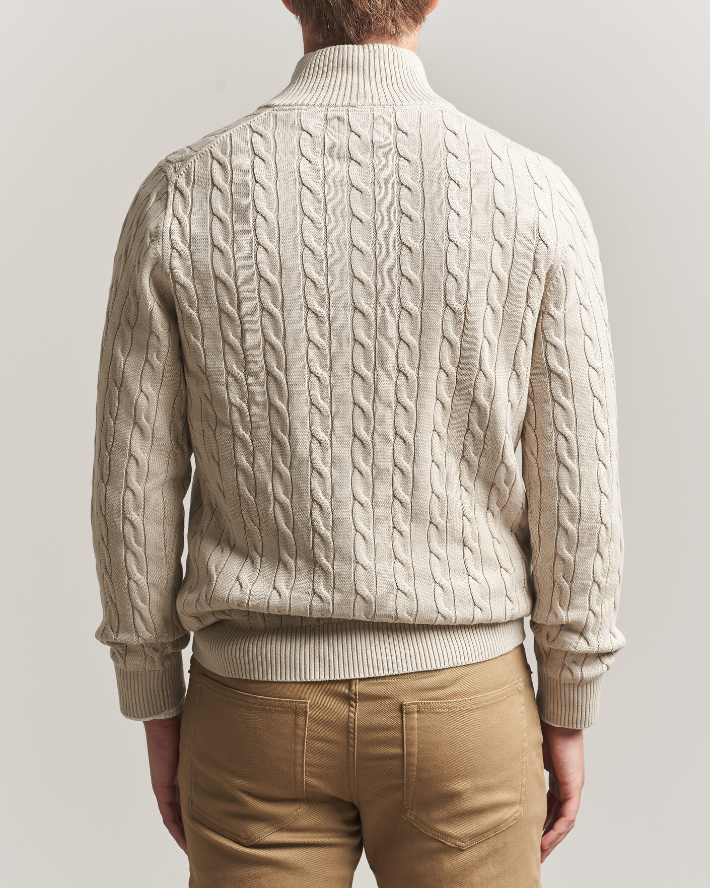 Herre | Trøjer | Gant | Cotton Cable Half Zip Clay Beige