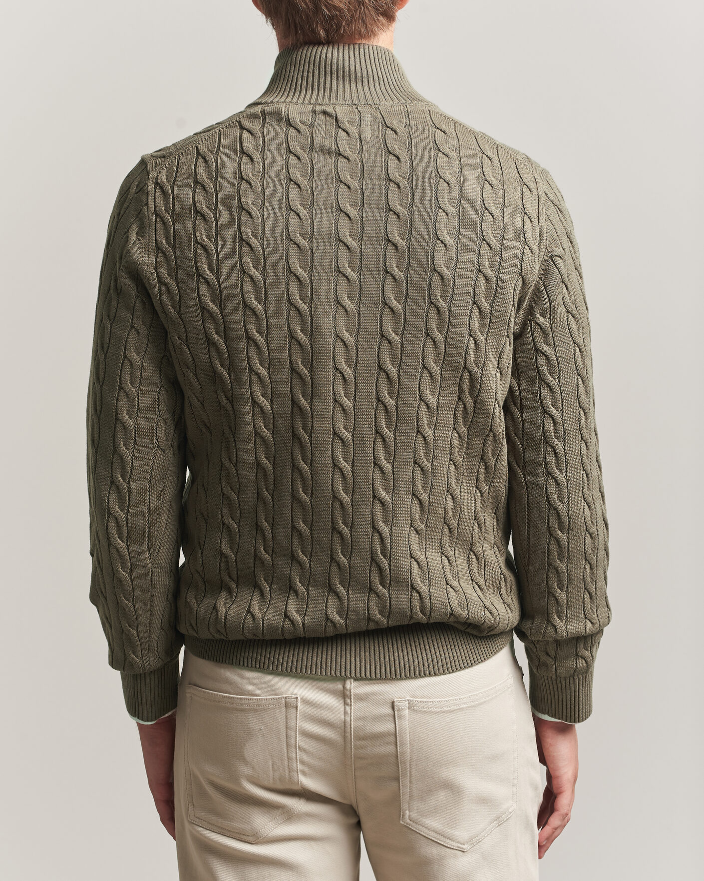 Herre | Trøjer | Gant | Cotton Cable Half Zip Faded Taupe