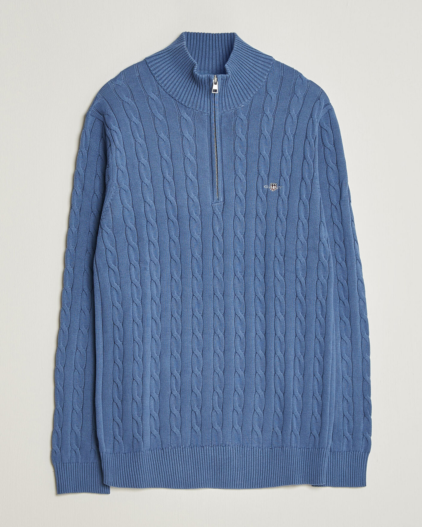 Herre | Trøjer | Gant | Cotton Cable Half Zip Blue Horizon
