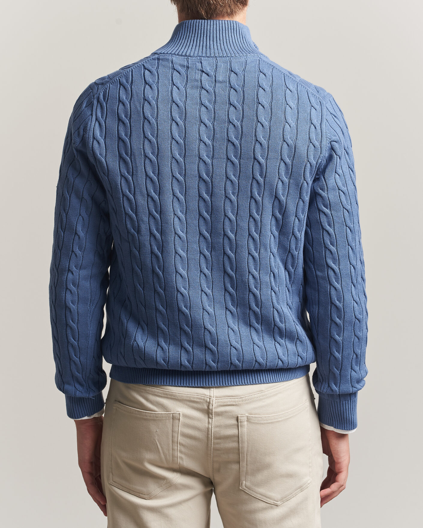 Herre | Trøjer | Gant | Cotton Cable Half Zip Blue Horizon