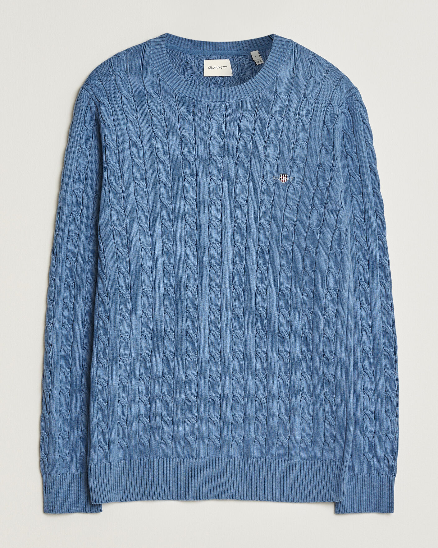 Herre | Trøjer | Gant | Cotton Cable Crew Neck Blue Horizon