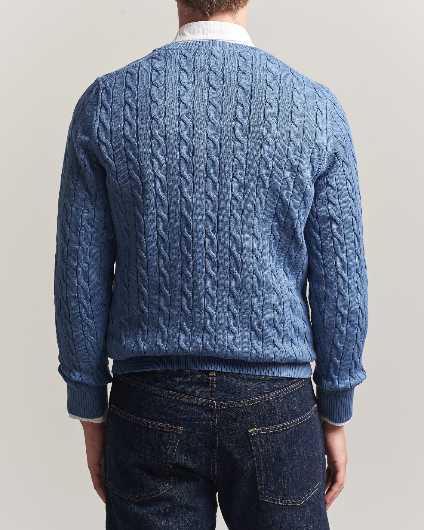 Herre | Trøjer | Gant | Cotton Cable Crew Neck Blue Horizon