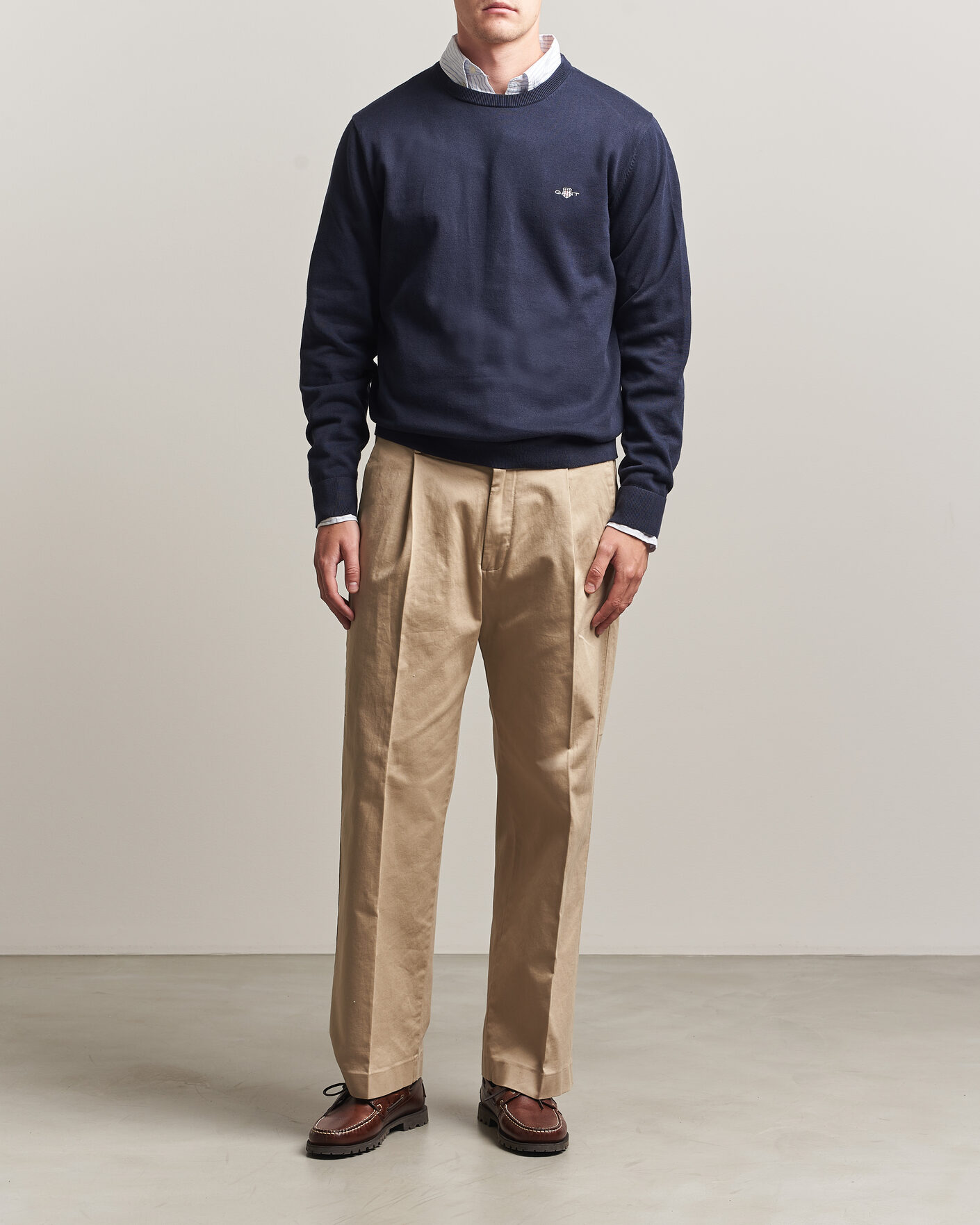 Herre | Trøjer | Gant | Classic Cotton Crew Neck Evening Blue