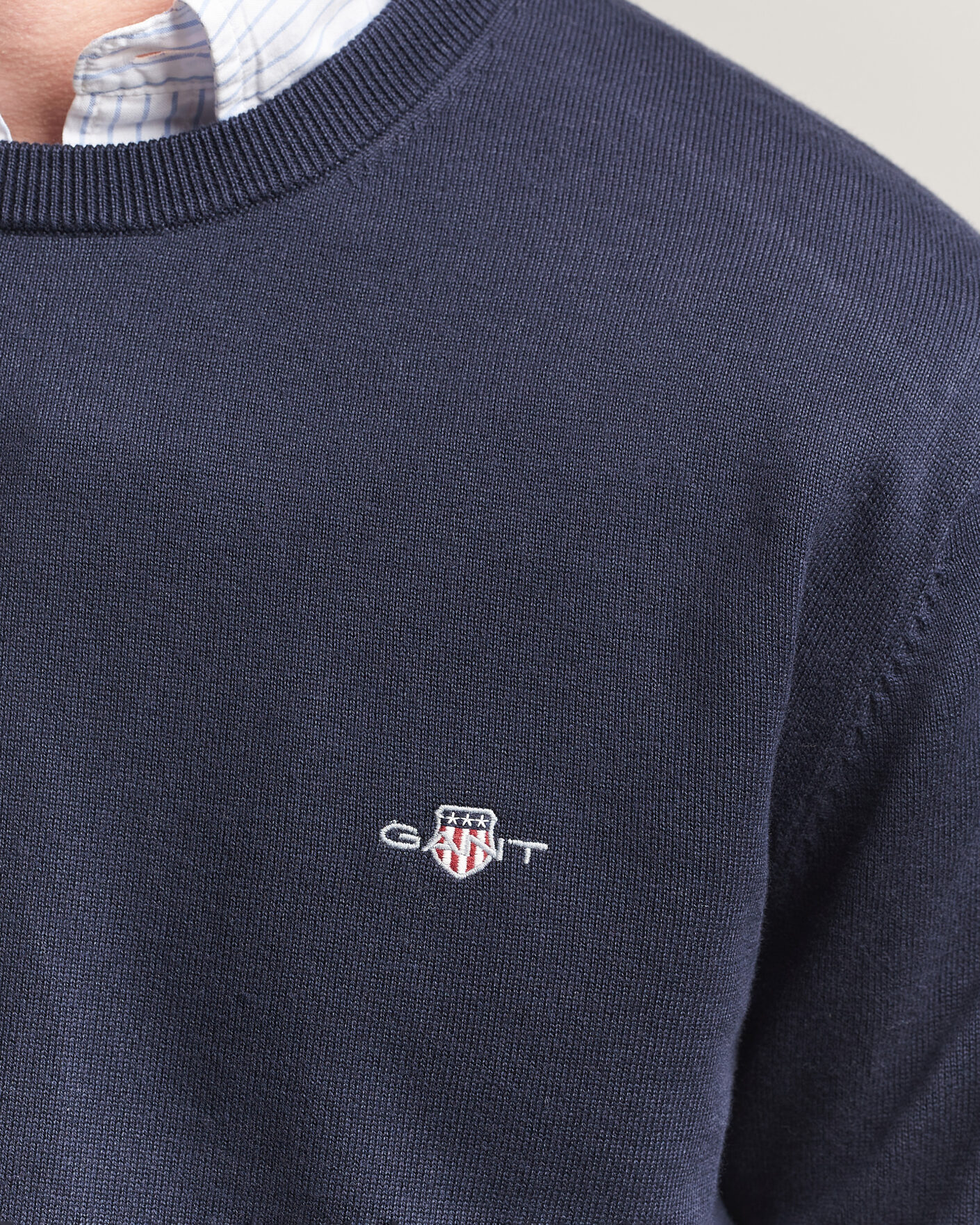 Herre | Trøjer | Gant | Classic Cotton Crew Neck Evening Blue