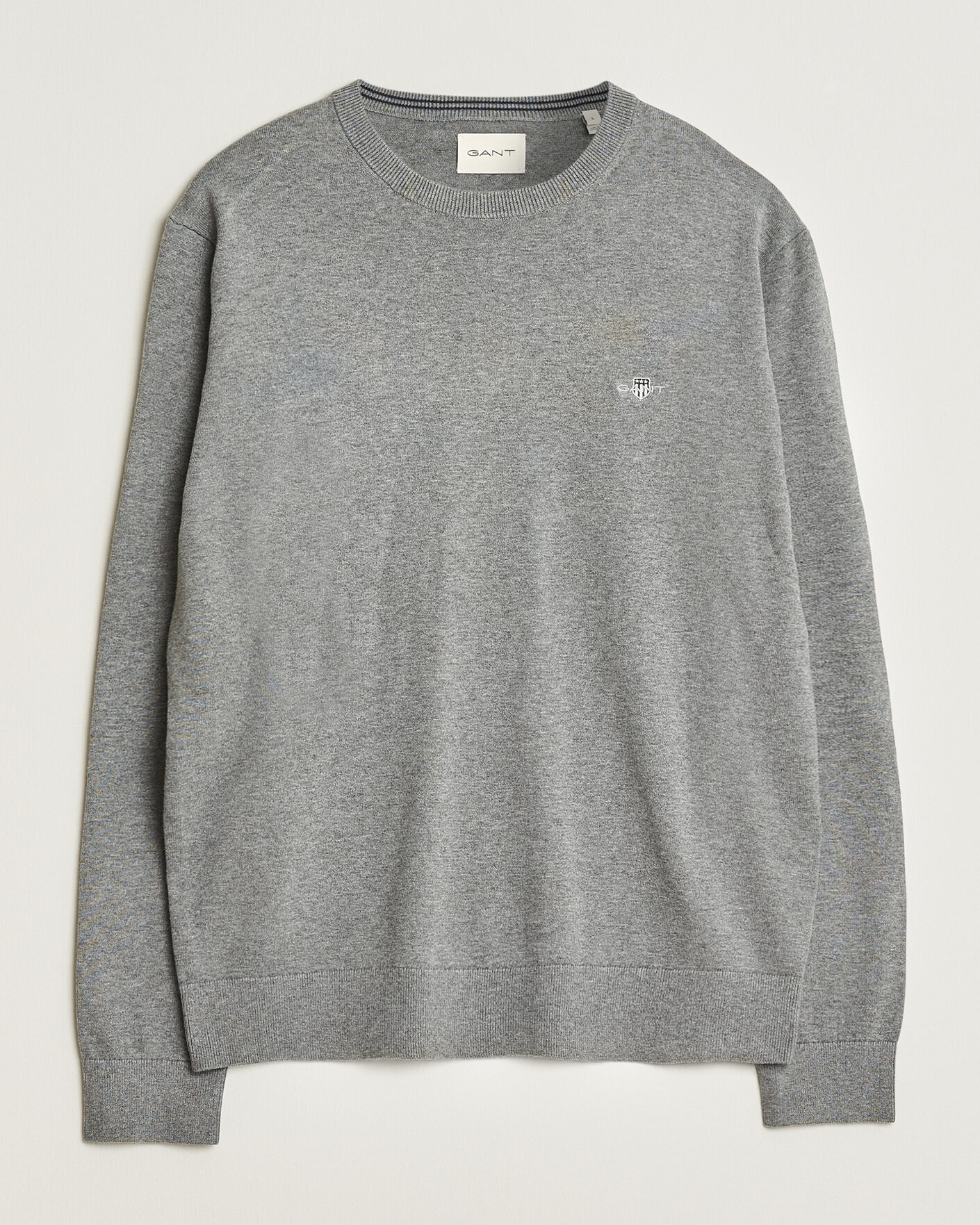 Herre | Trøjer | Gant | Classic Cotton Crew Neck Dark Grey Melange