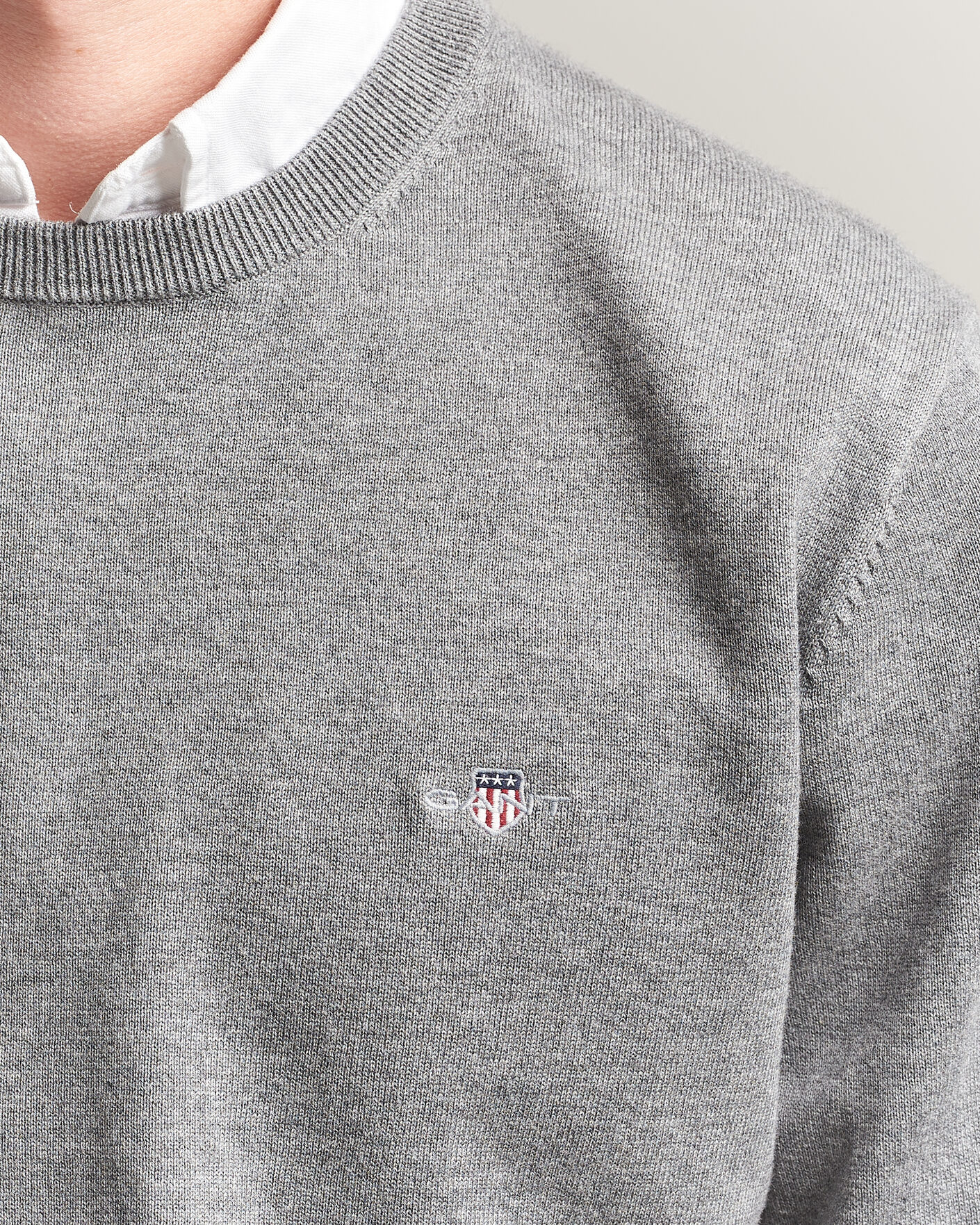 Herre | Trøjer | Gant | Classic Cotton Crew Neck Dark Grey Melange