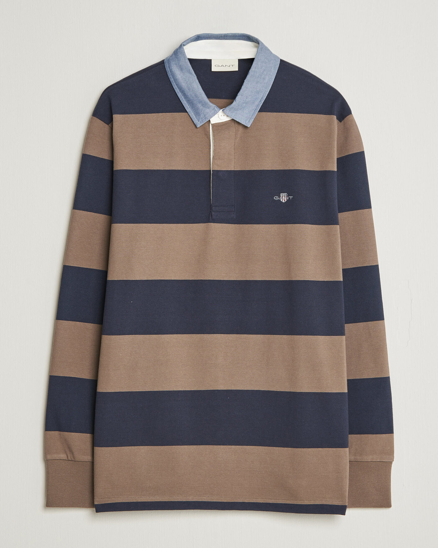 Herre | Trøjer | Gant | Chambray Barstriped Rugger Faded Taupe