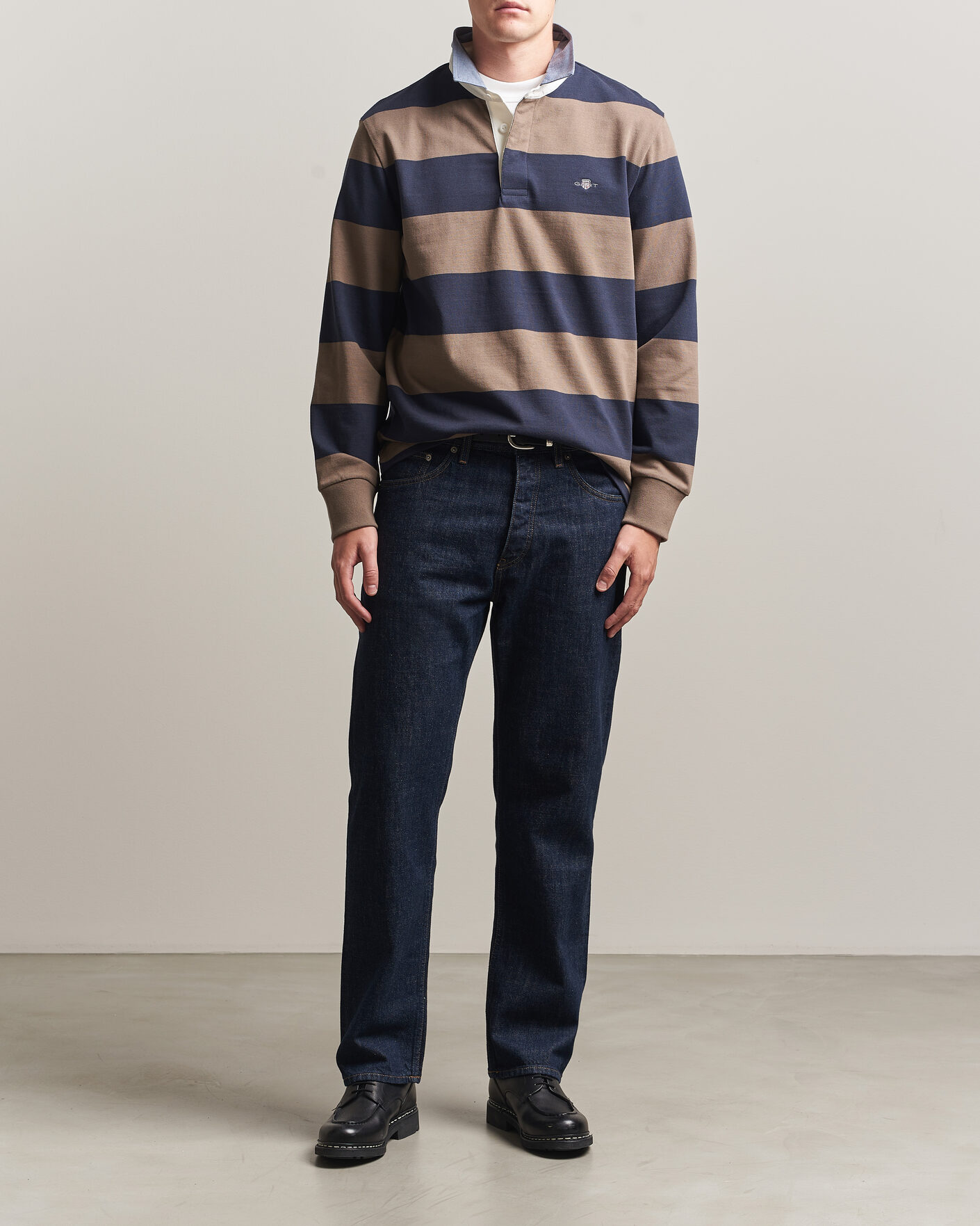 Herre | Trøjer | Gant | Chambray Barstriped Rugger Faded Taupe