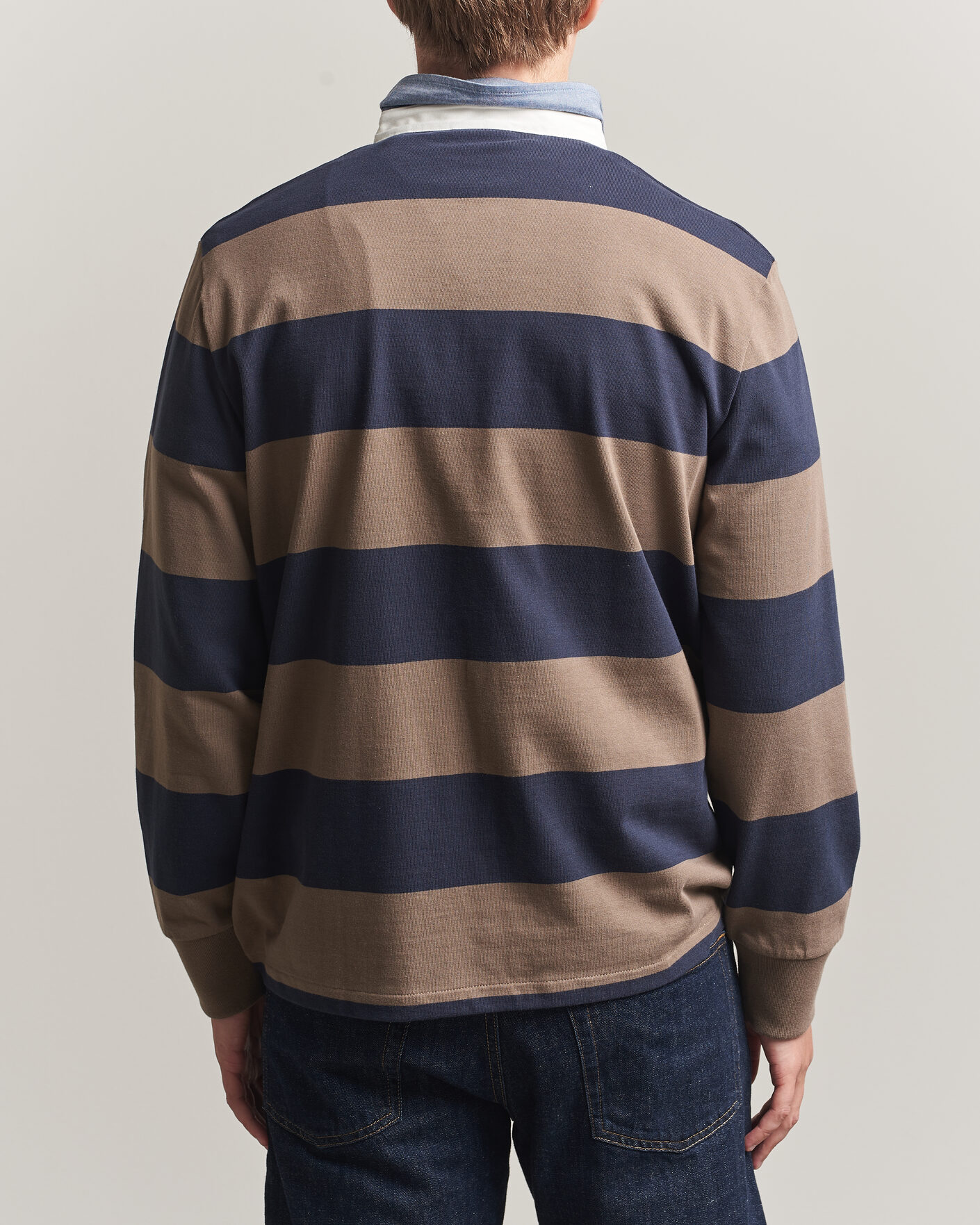 Herre | Trøjer | Gant | Chambray Barstriped Rugger Faded Taupe