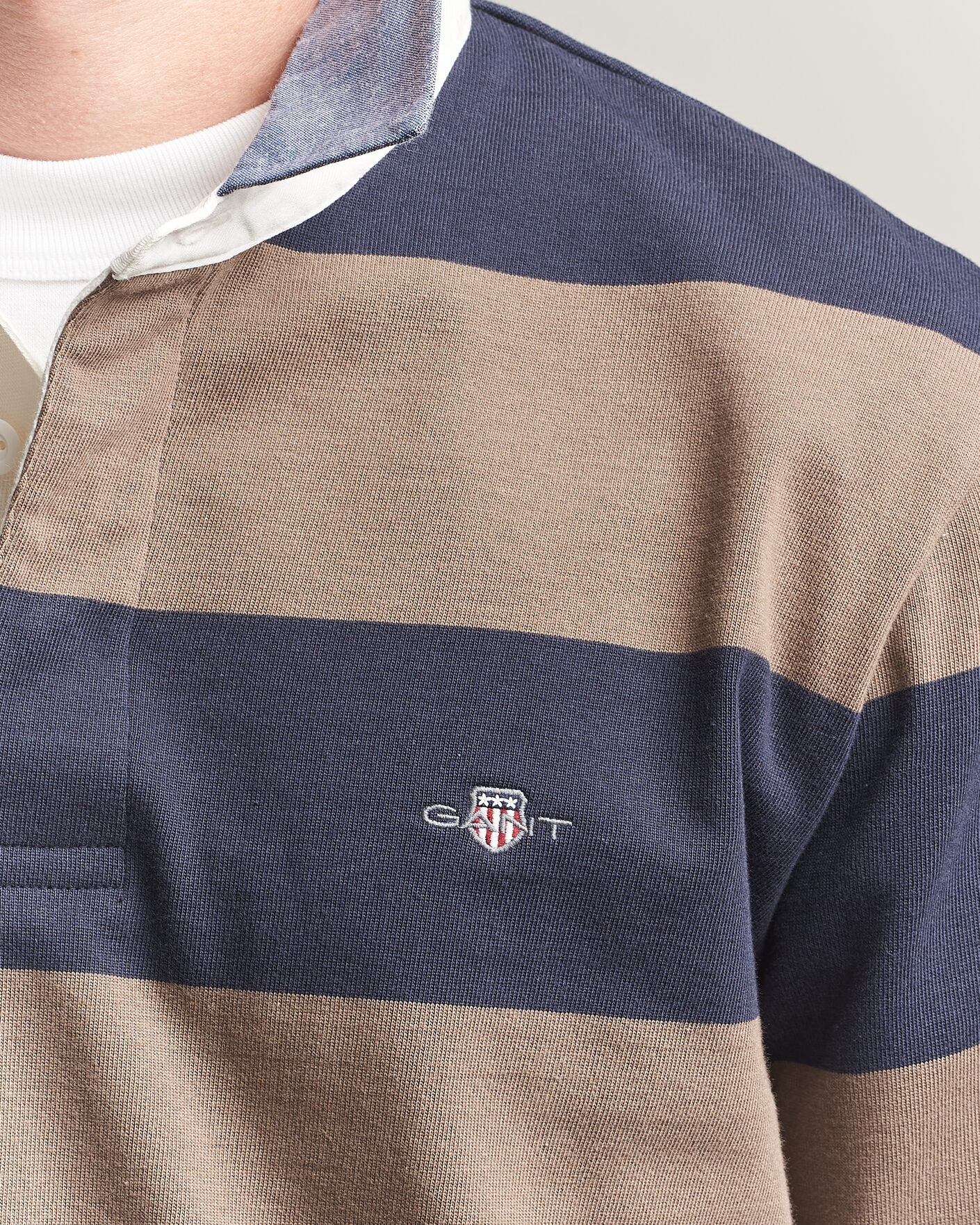 Herre | Trøjer | Gant | Chambray Barstriped Rugger Faded Taupe