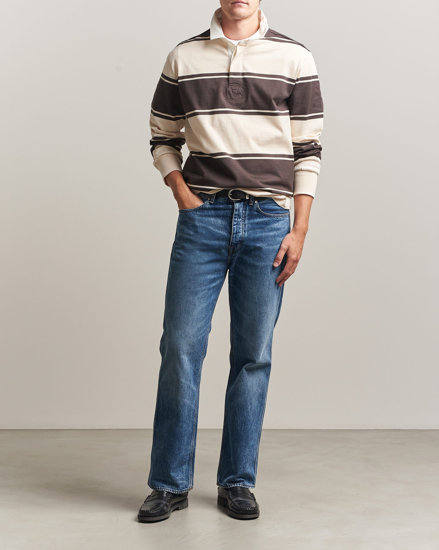 Herre | Trøjer | Gant | Striped Rugger Charred Wood Brown