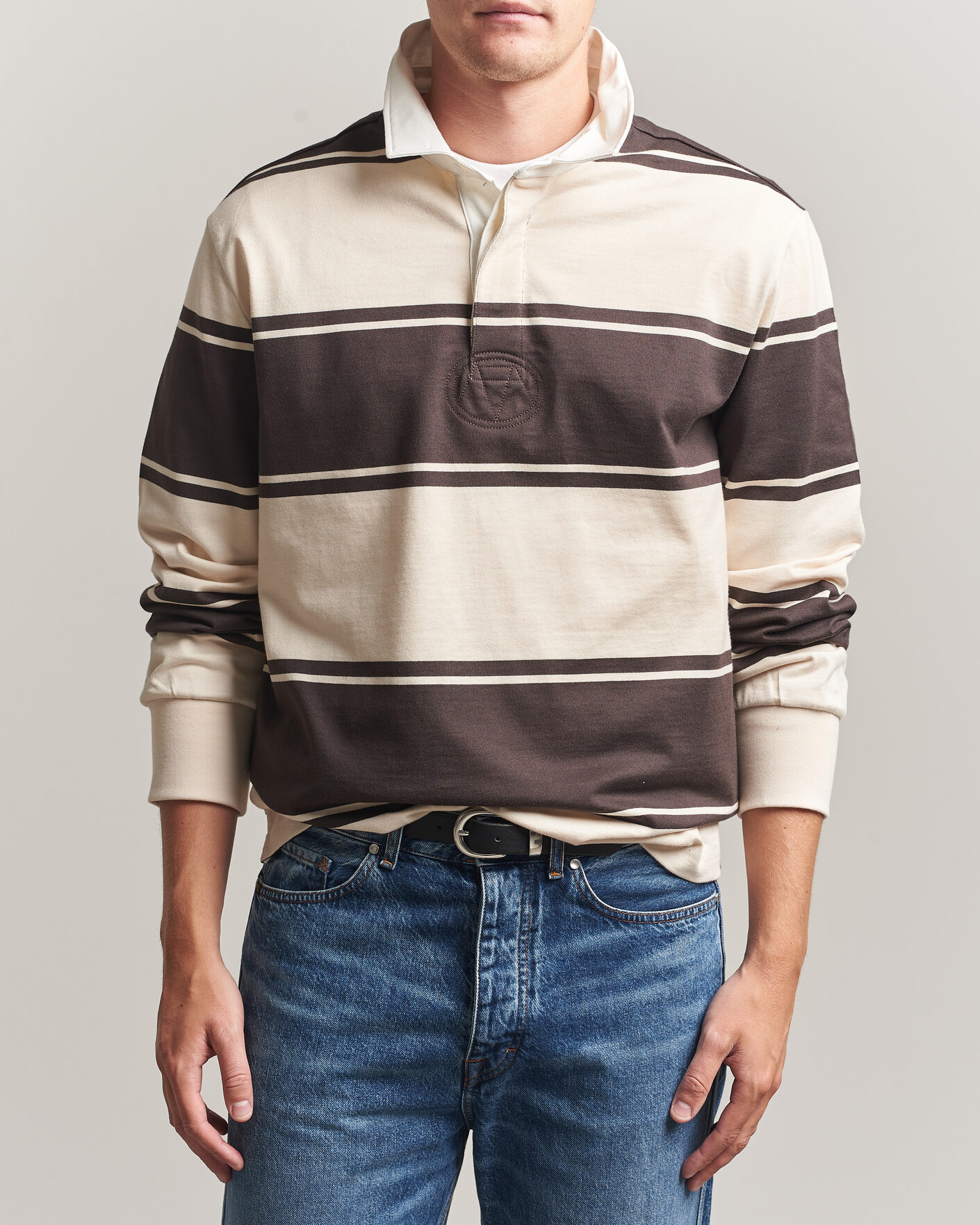 Herre | Trøjer | Gant | Striped Rugger Charred Wood Brown