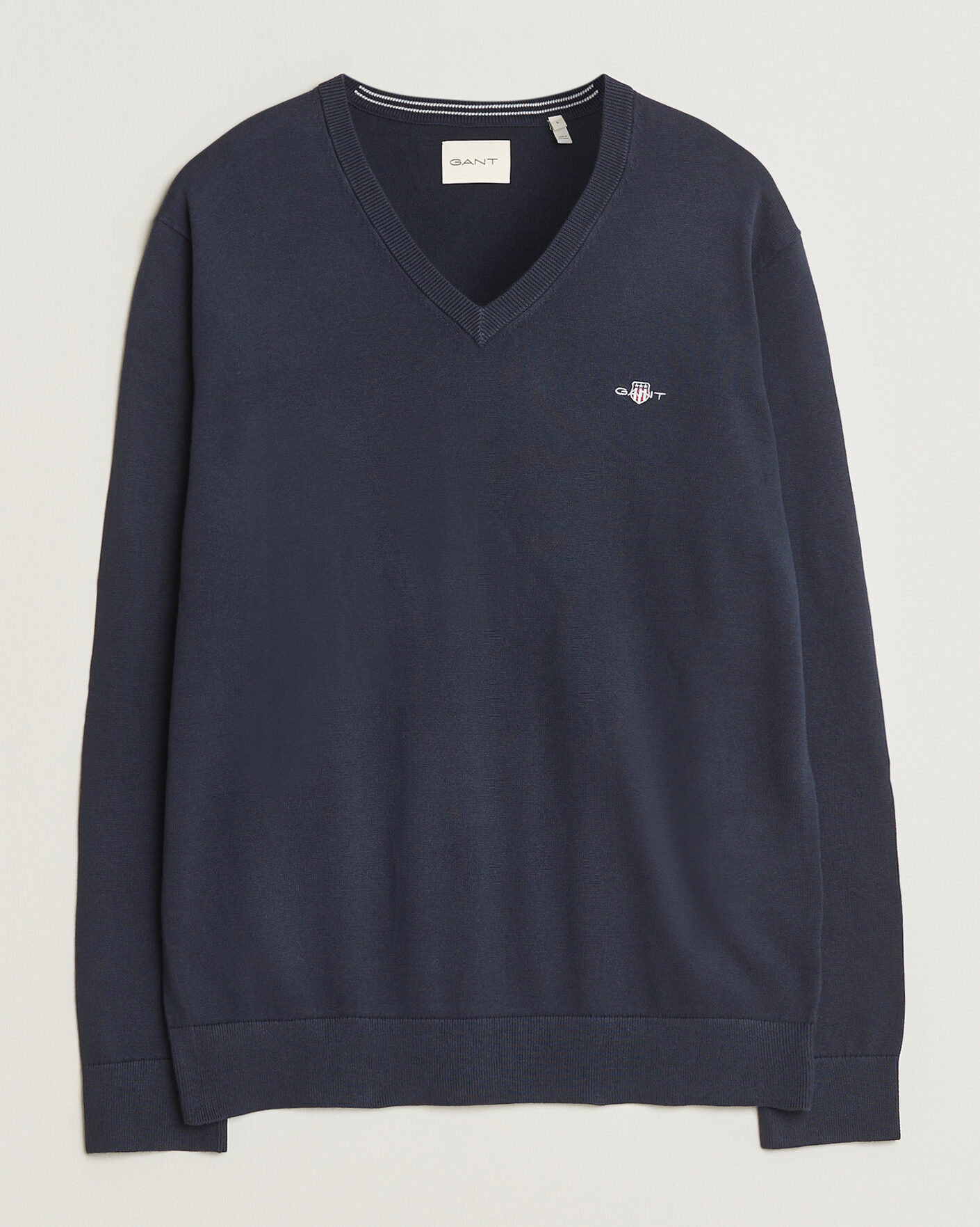 Herre | Trøjer | Gant | Classic Cotton V-Neck Evening Blue