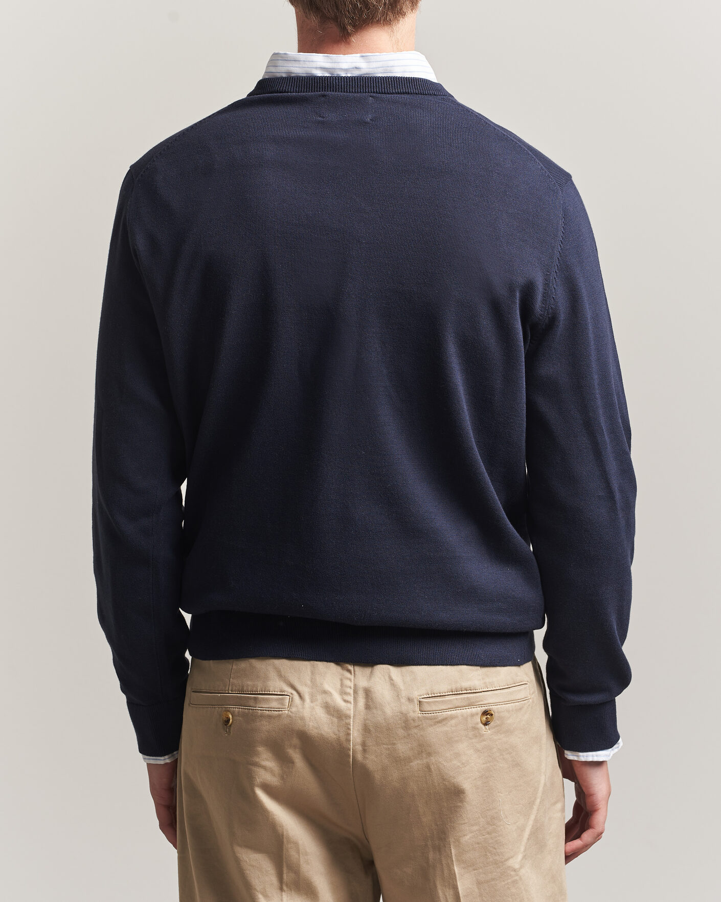 Herre | Trøjer | Gant | Classic Cotton V-Neck Evening Blue