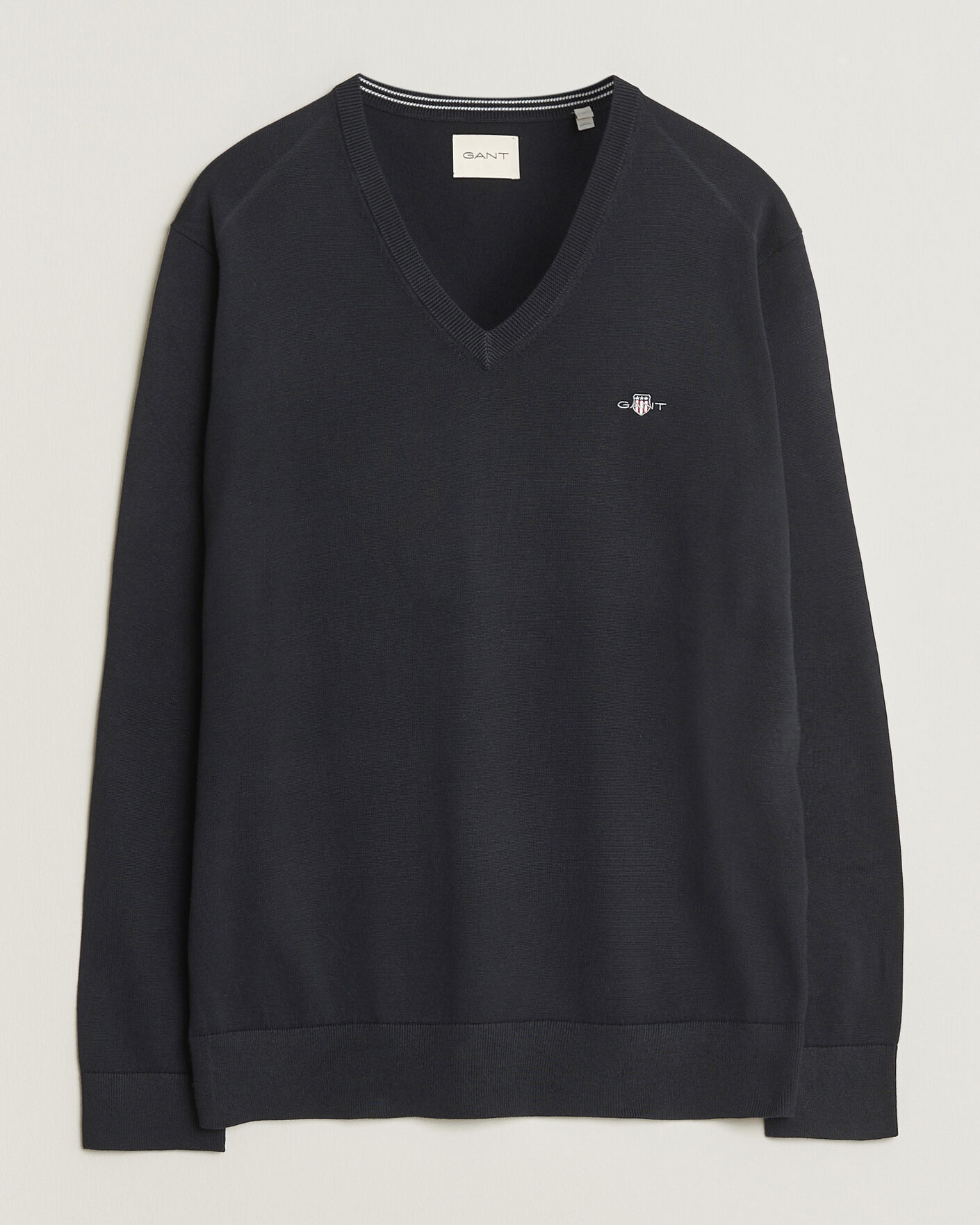 Herre | Trøjer | Gant | Classic Cotton V-Neck Black