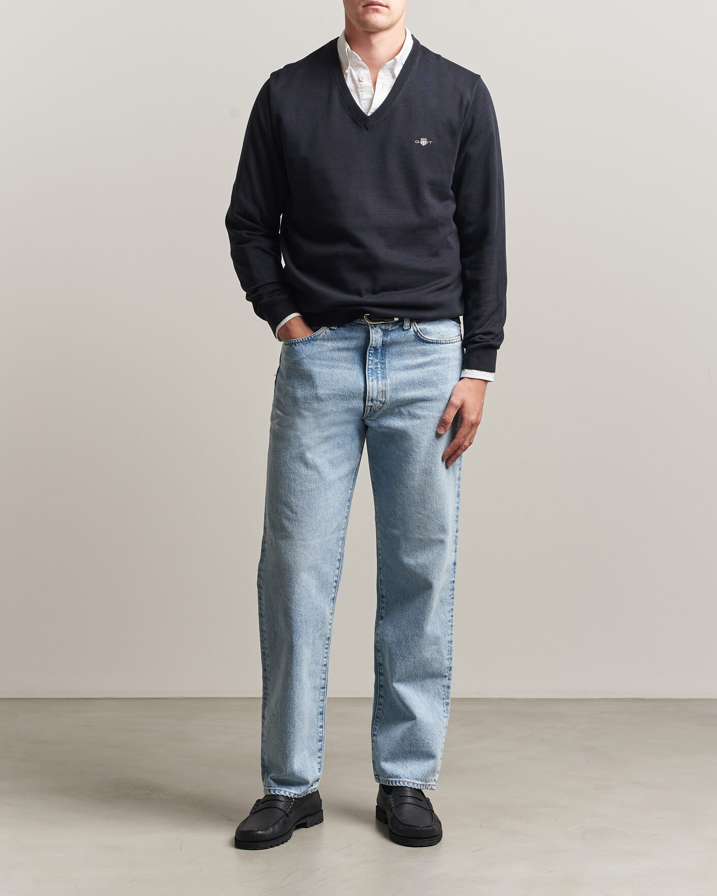 Herre | Trøjer | Gant | Classic Cotton V-Neck Black
