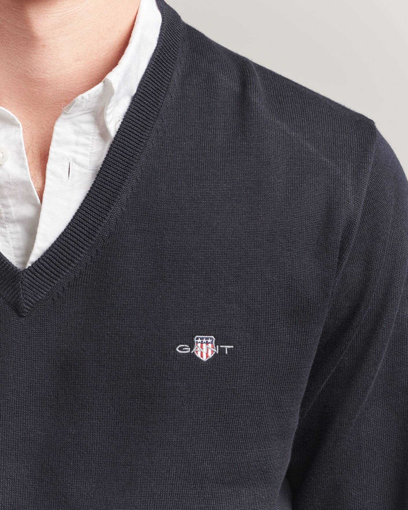 Herre | Trøjer | Gant | Classic Cotton V-Neck Black