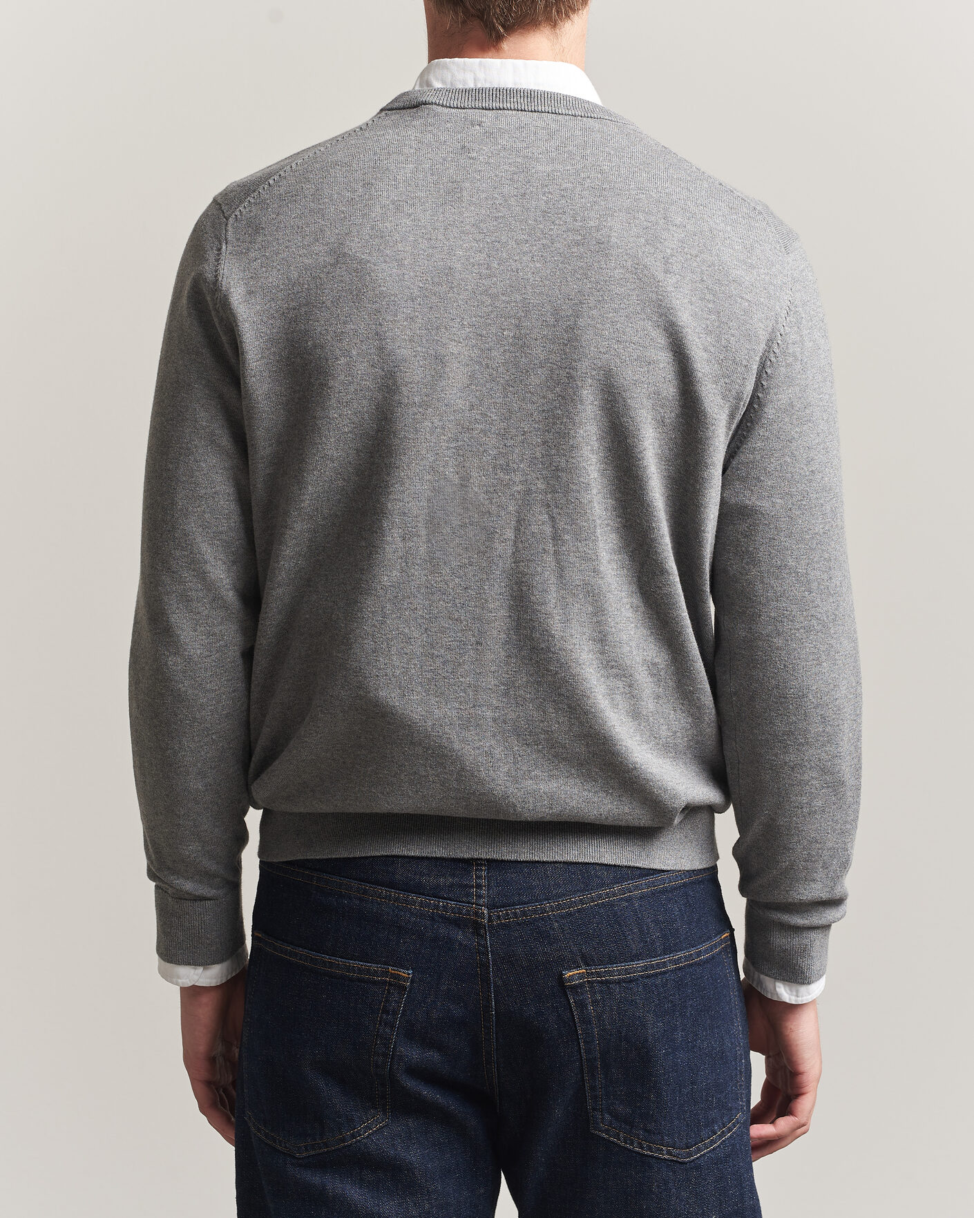 Herre | Trøjer | Gant | Classic Cotton V-Neck Dark Grey Melange