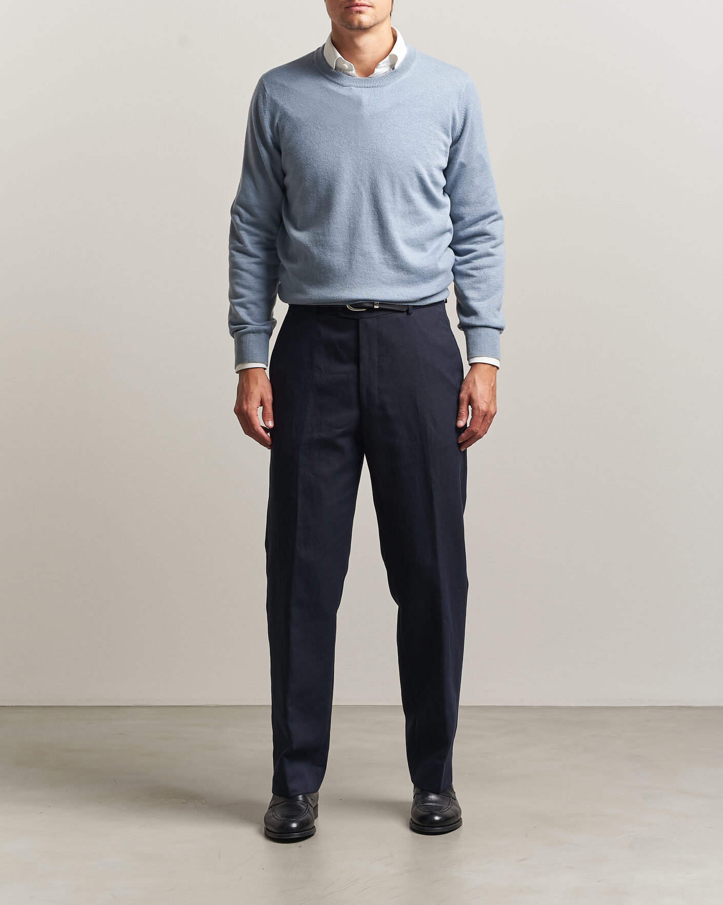 Herre | Trøjer | Brunello Cucinelli | 2 Ply Cashmere Pullover Denim Blue