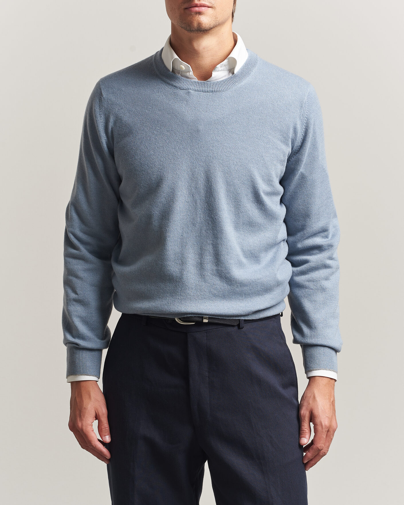 Herre | Trøjer | Brunello Cucinelli | 2 Ply Cashmere Pullover Denim Blue