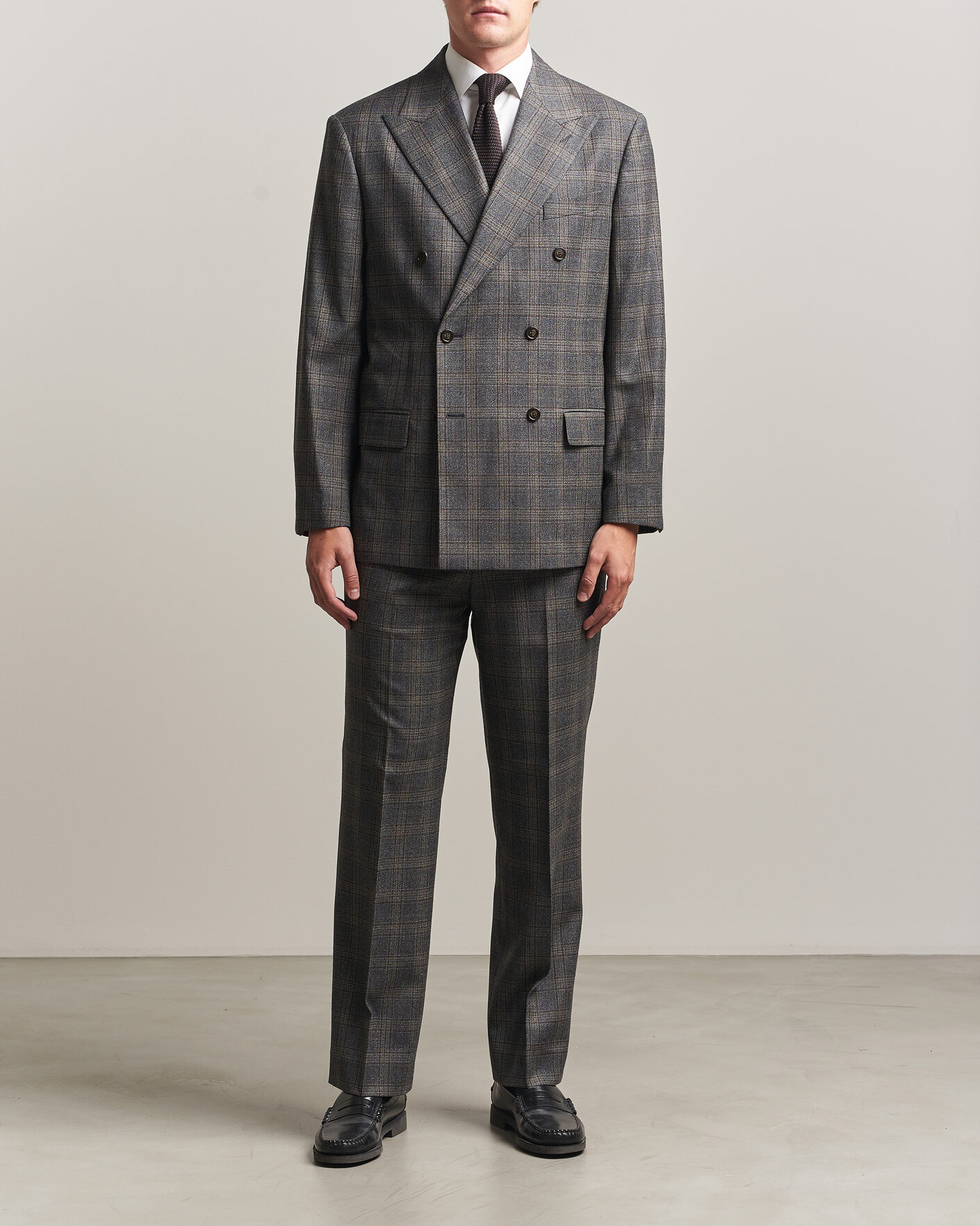 Herre | Bukser | Gant | Wool Glencheck Suit Trousers Ceramic Grey