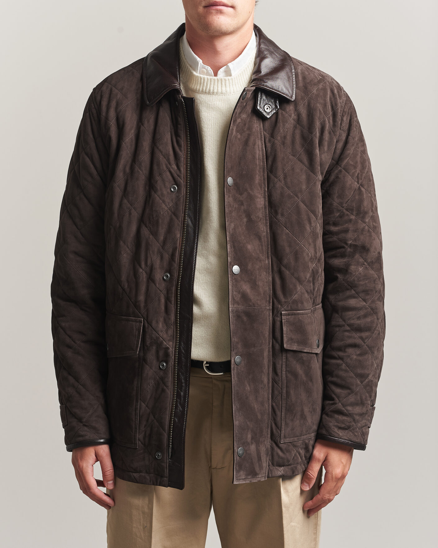 Herre | Jakker | Gant | Quilted Suede Jacket Black Brown