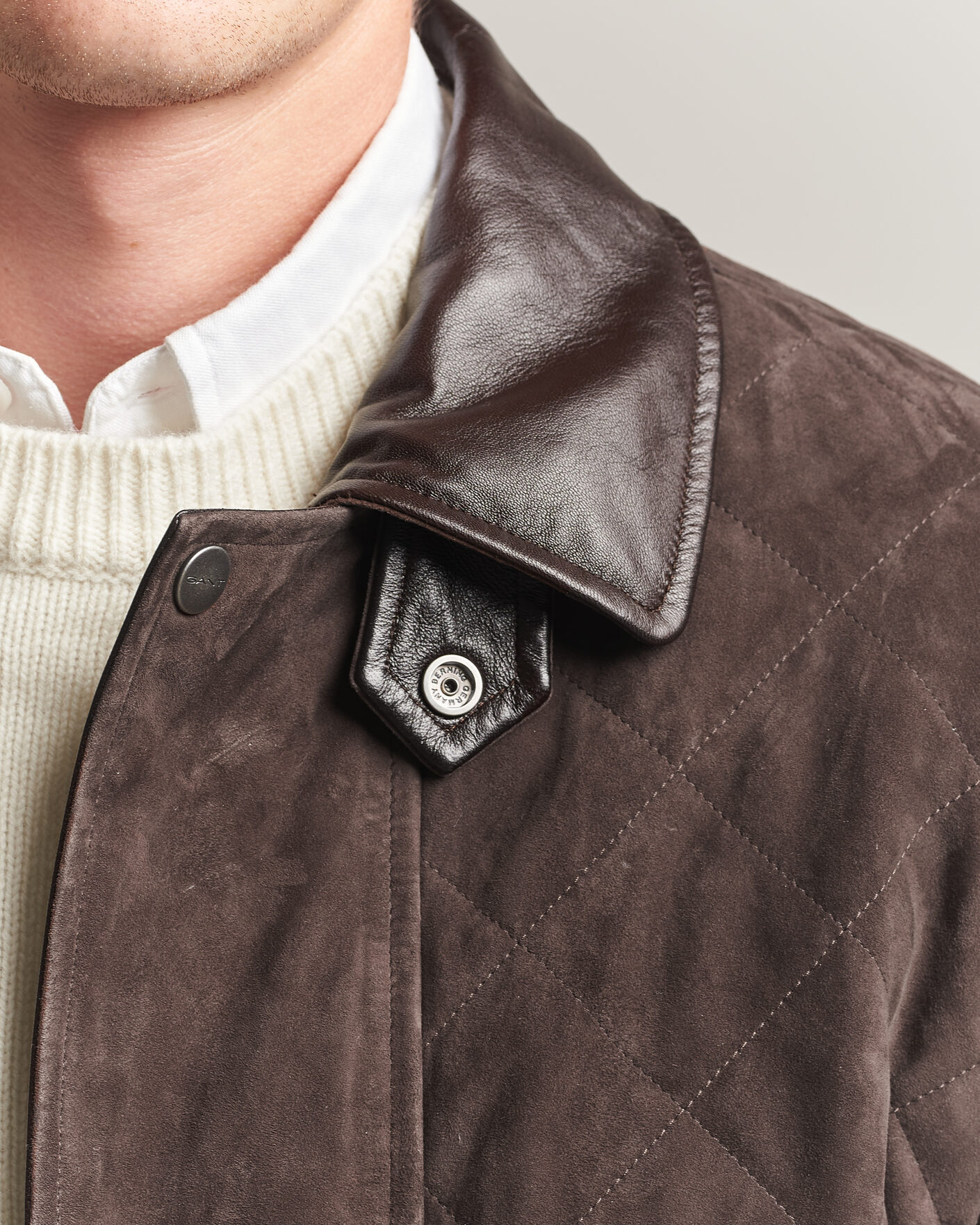 Herre | Jakker | Gant | Quilted Suede Jacket Black Brown