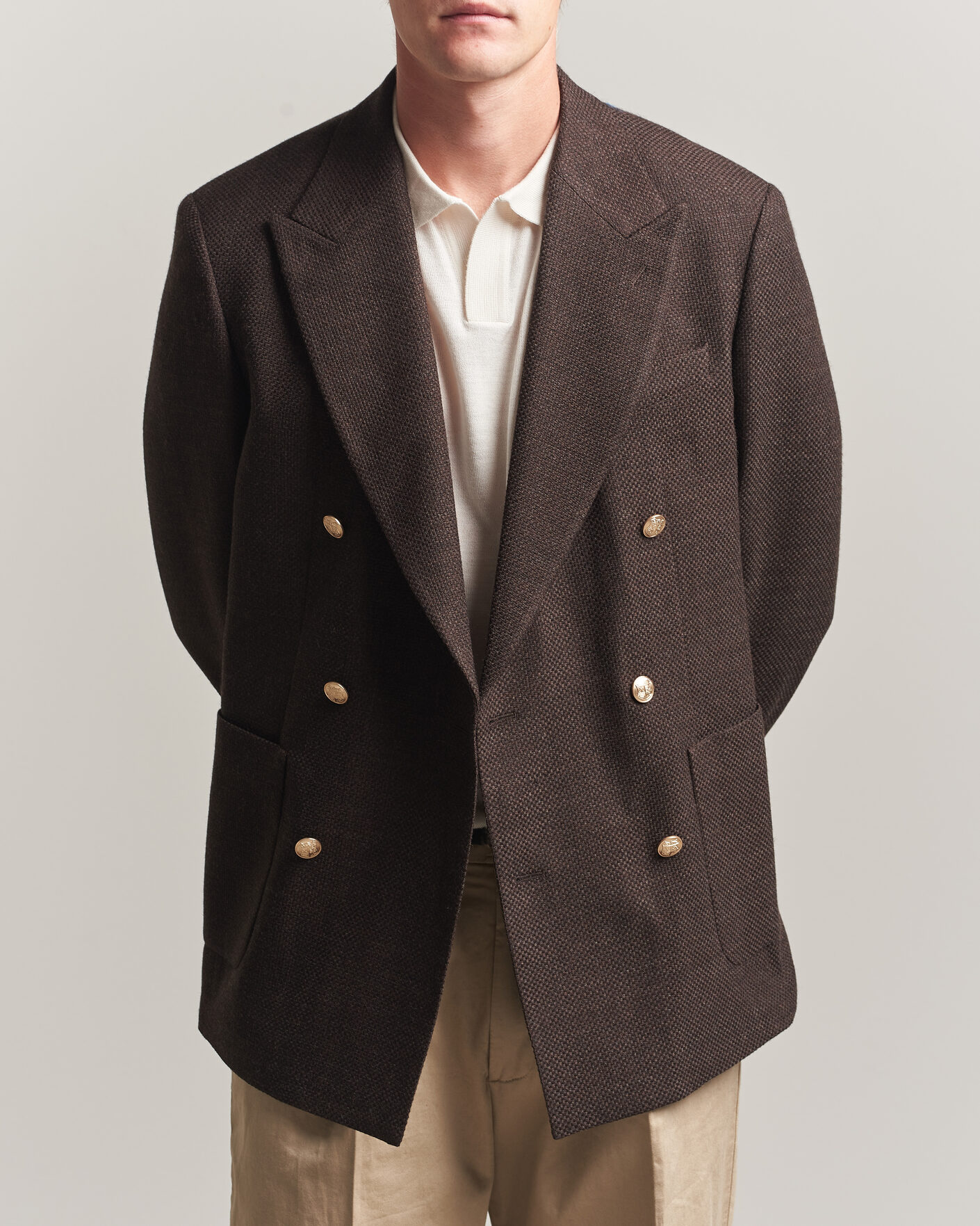 Herre | Blazere & jakker | Gant | Wool Textured Double Breasted Blazer Black Brown