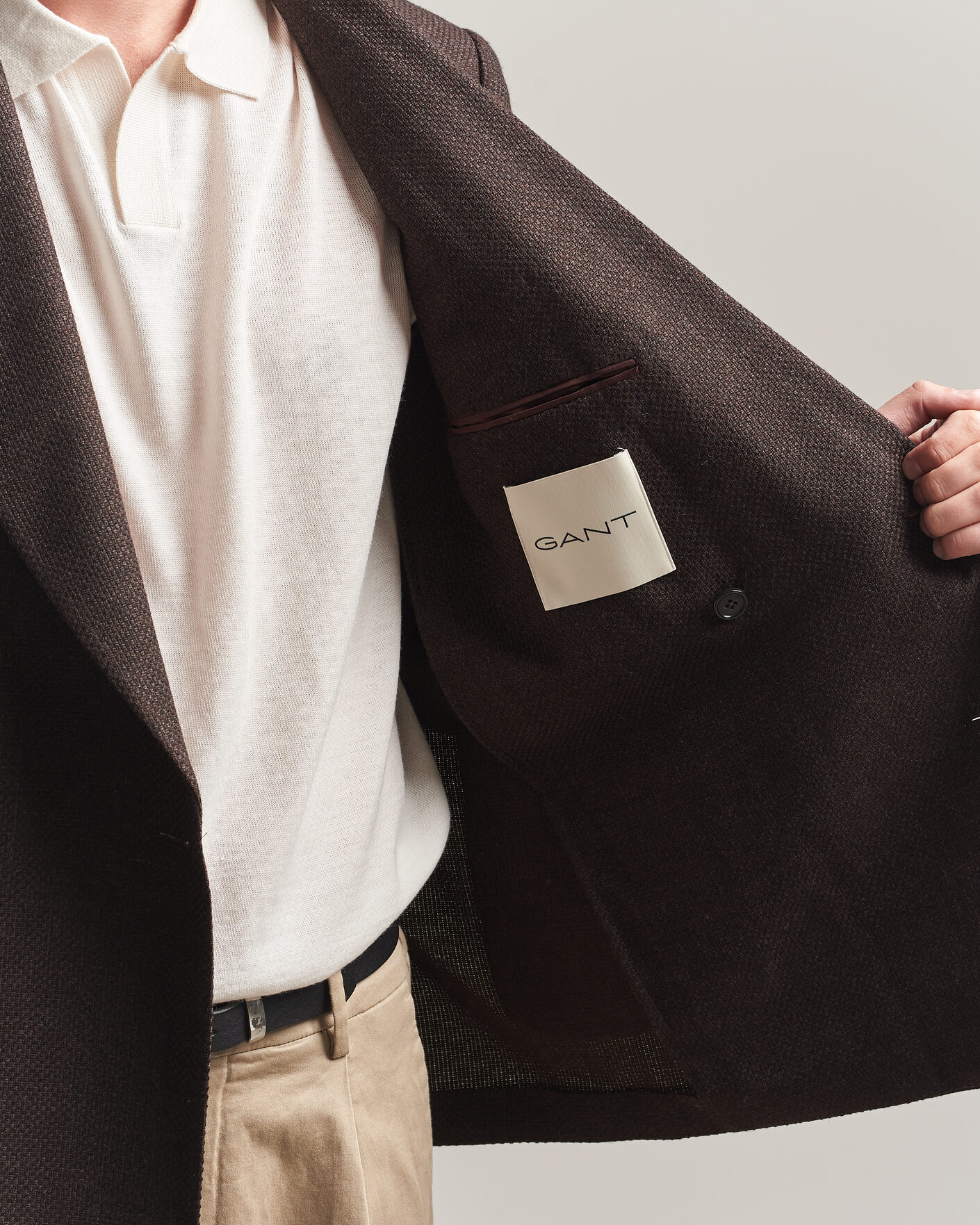 Herre | Blazere & jakker | Gant | Wool Textured Double Breasted Blazer Black Brown