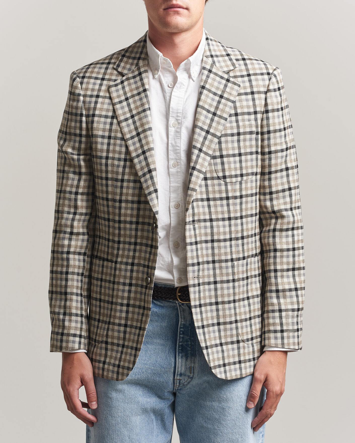 Herre | Blazere & jakker | Gant | Wool/Linen Checked Blazer Cream