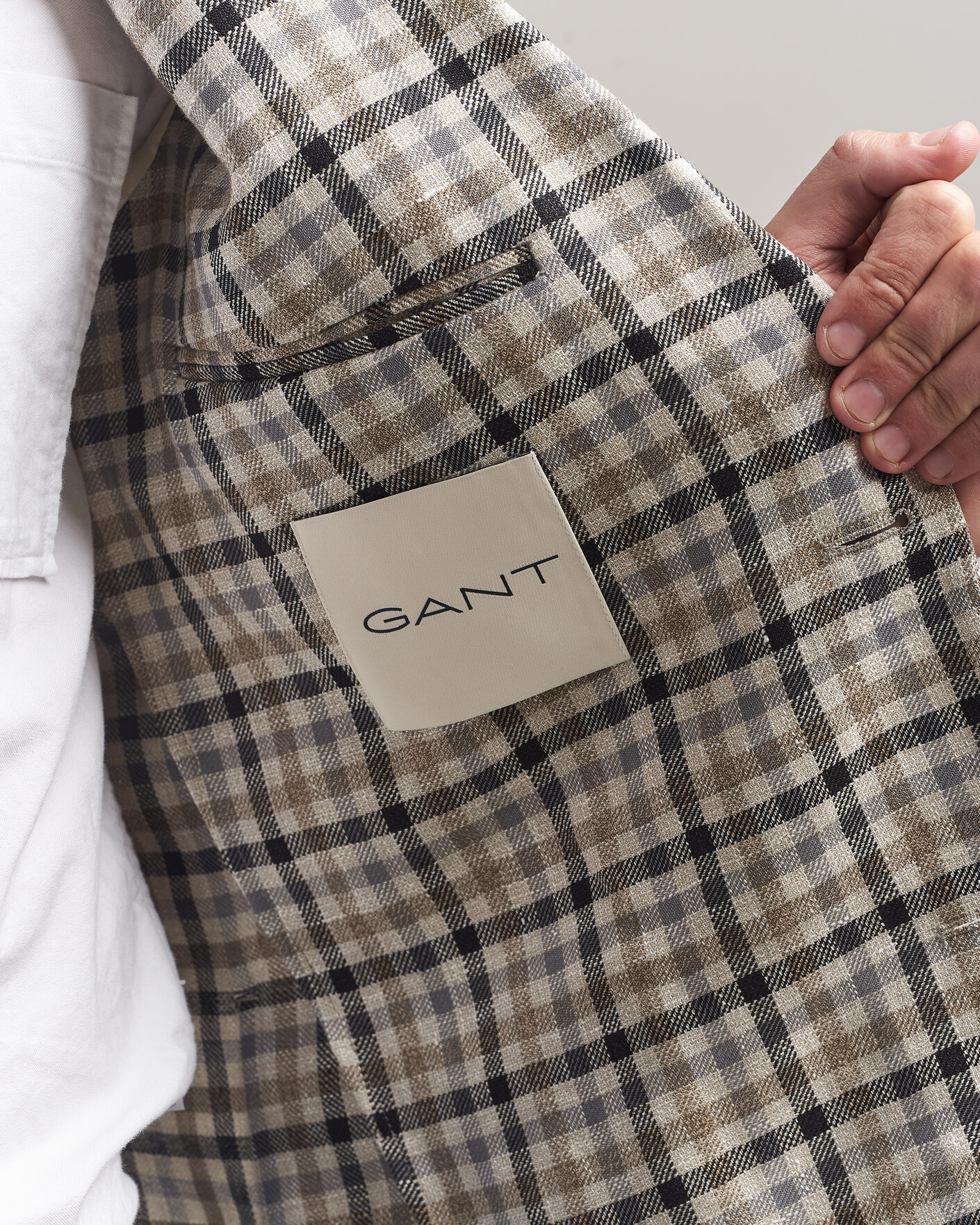 Herre | Blazere & jakker | Gant | Wool/Linen Checked Blazer Cream