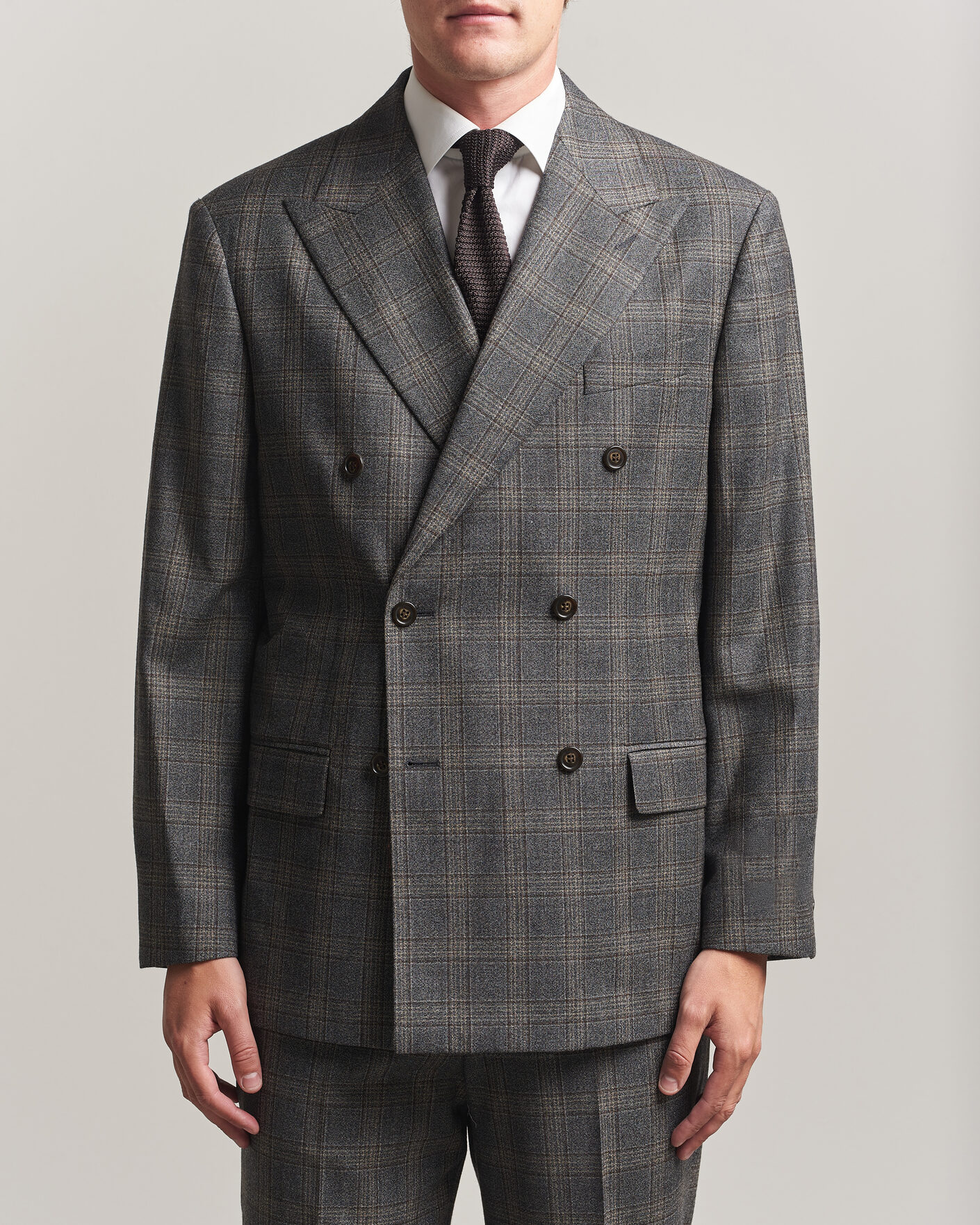 Herre | Blazere & jakker | Gant | Wool Glencheck Double Breasted Blazer Ceramic Grey