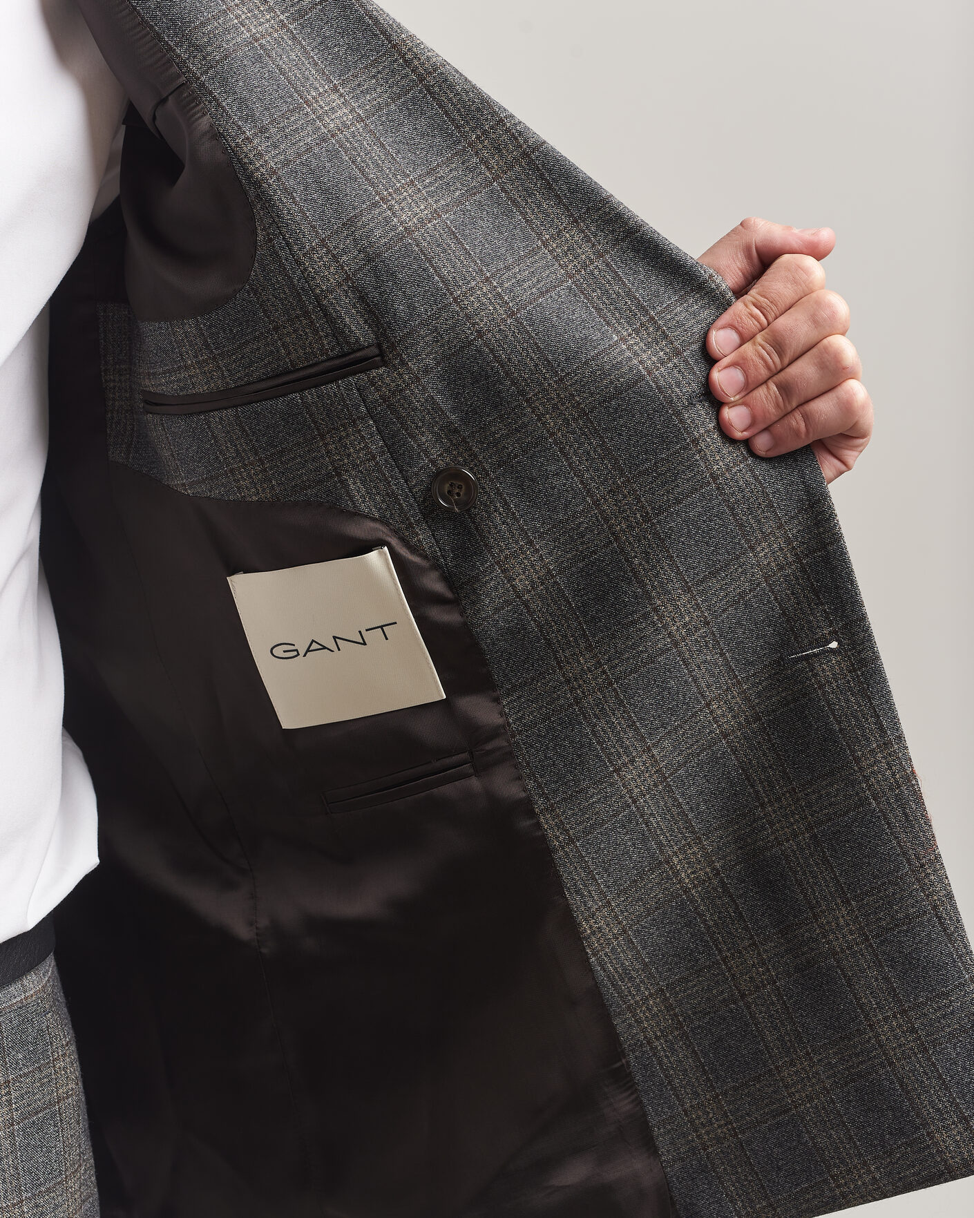Herre | Blazere & jakker | Gant | Wool Glencheck Double Breasted Blazer Ceramic Grey
