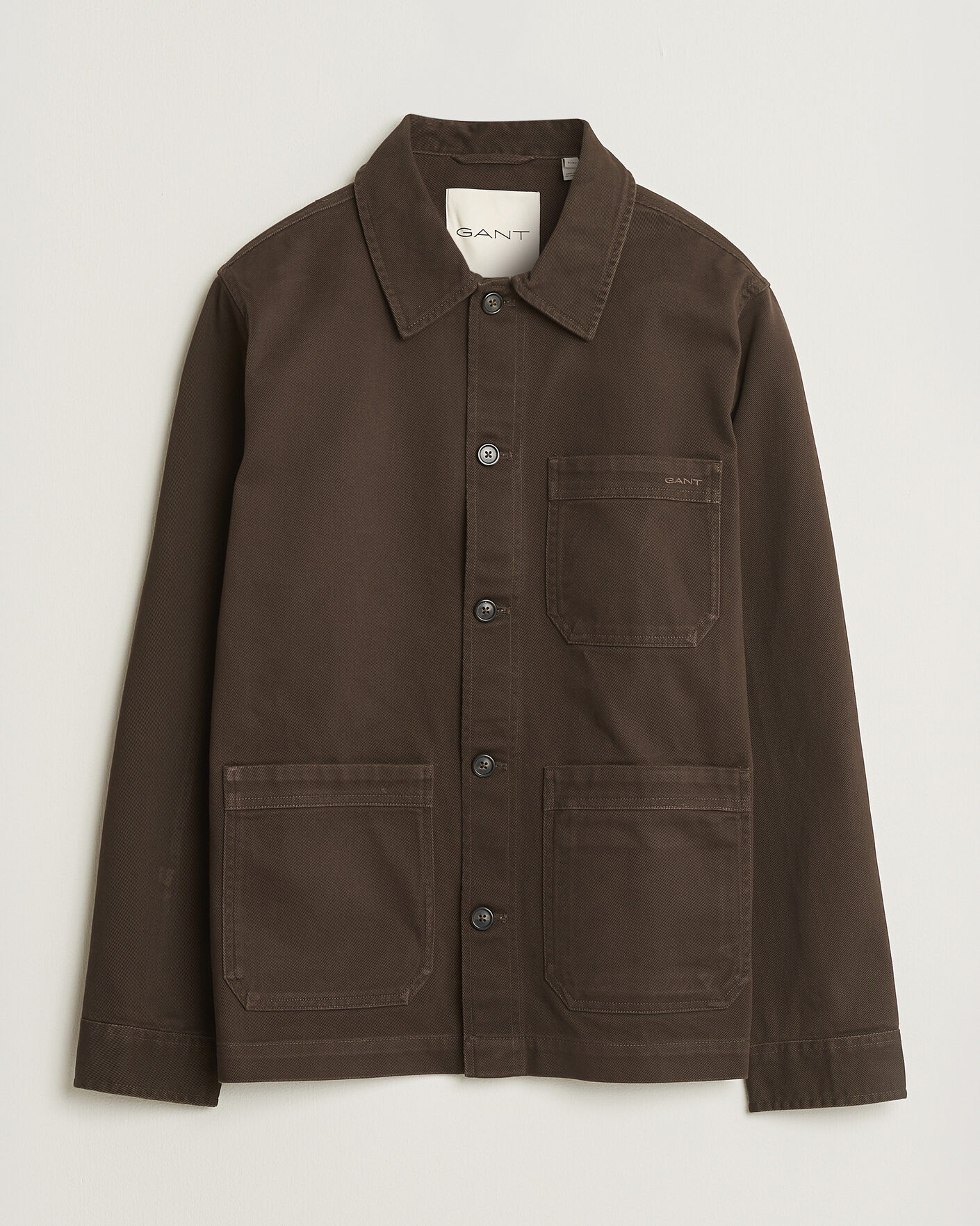 Herre | Skjorter | Gant | Regular Fit Brushed Twill Overshirt Black Brown