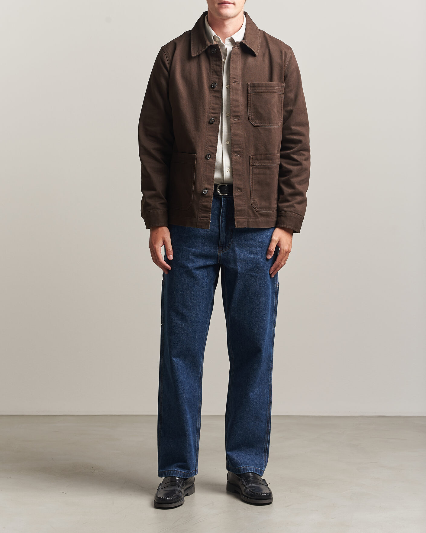 Herre | Skjorter | Gant | Regular Fit Brushed Twill Overshirt Black Brown