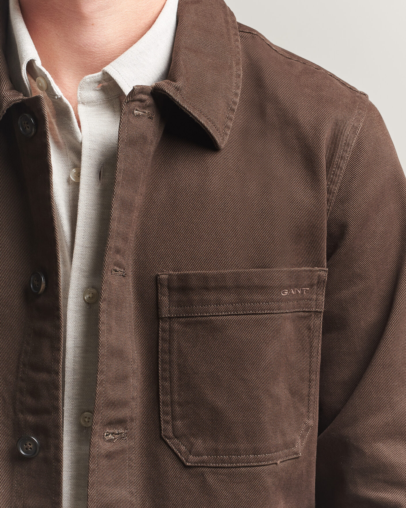Herre | Skjorter | Gant | Regular Fit Brushed Twill Overshirt Black Brown