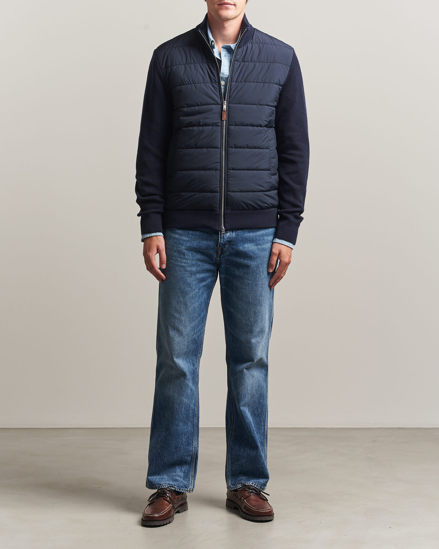 Herre | Trøjer | Gant | Hybrid Full Zip Evening Blue