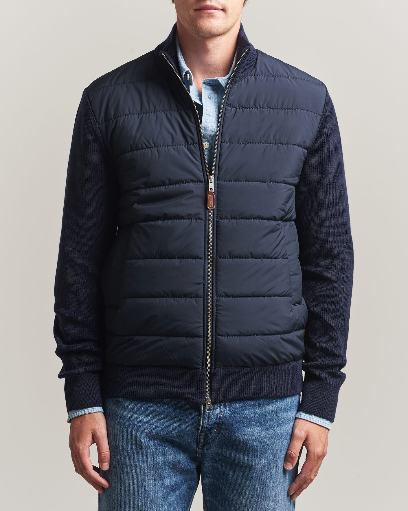 Herre | Trøjer | Gant | Hybrid Full Zip Evening Blue
