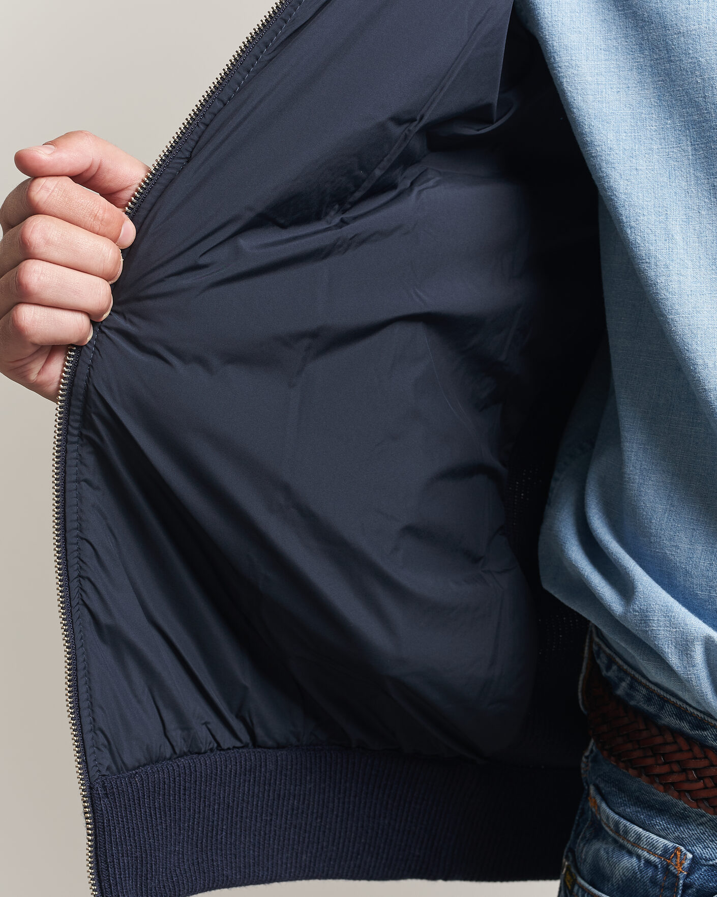 Herre | Trøjer | Gant | Hybrid Full Zip Evening Blue