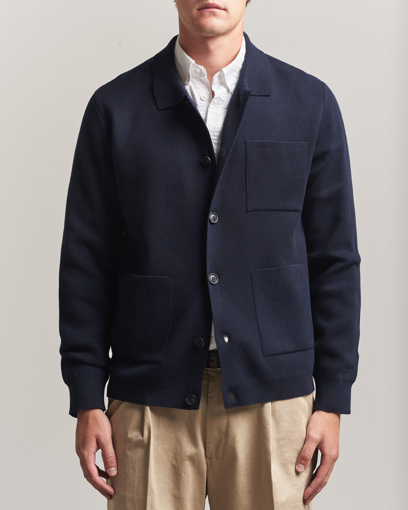 Herre | Trøjer | Gant | Milano Knitted Cardigan Evening Blue