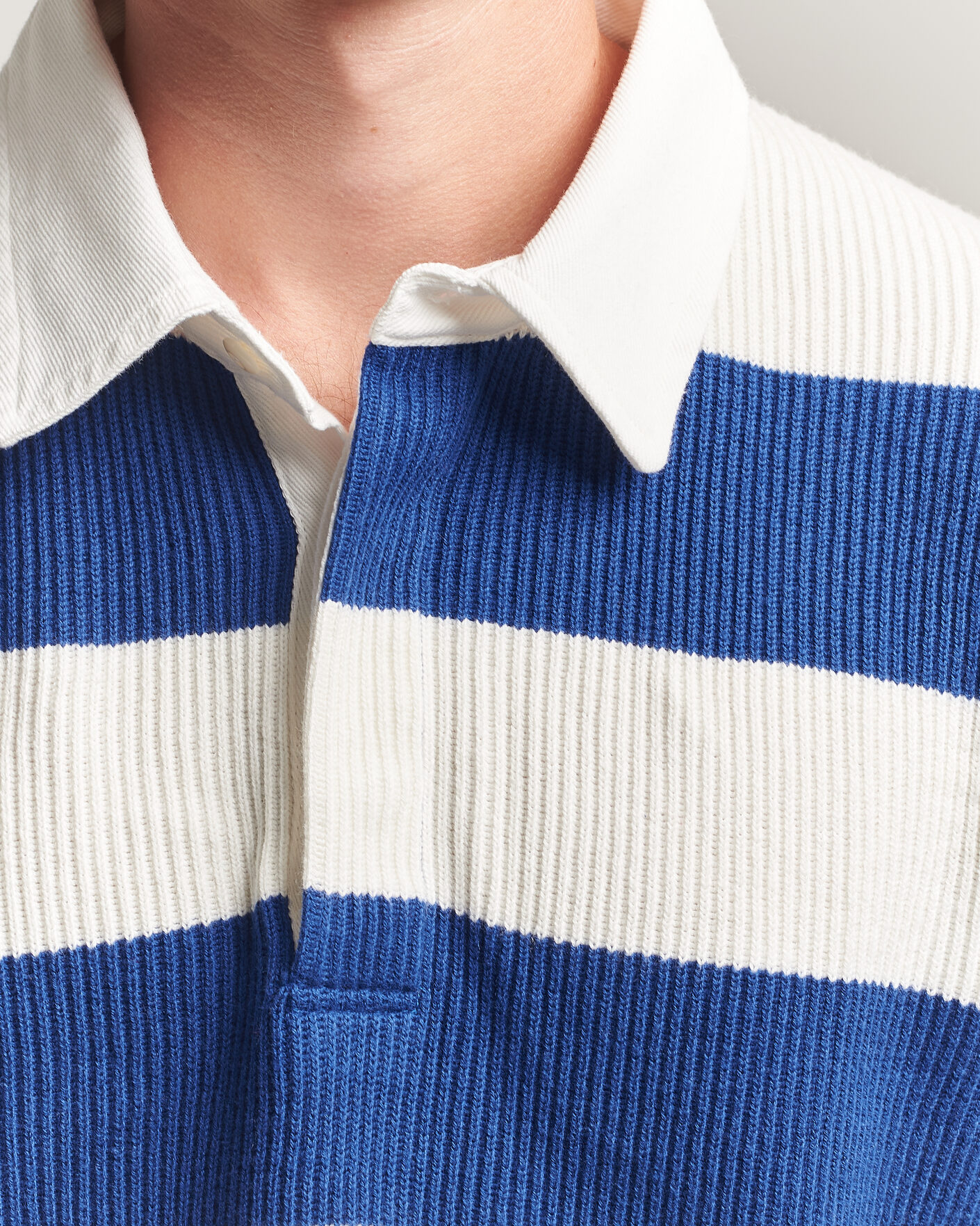 Herre | Trøjer | Gant | Cotton/Merino Knitted Striped Rugger Cream