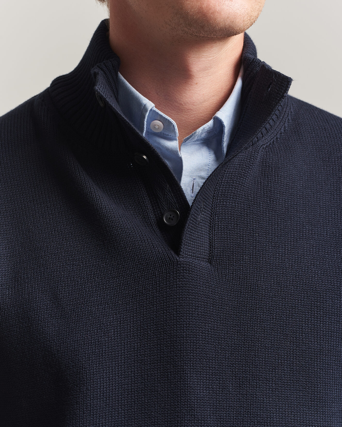 Herre | Trøjer | Gant | Supima Cotton Half Buttoned Neck Evening Blue