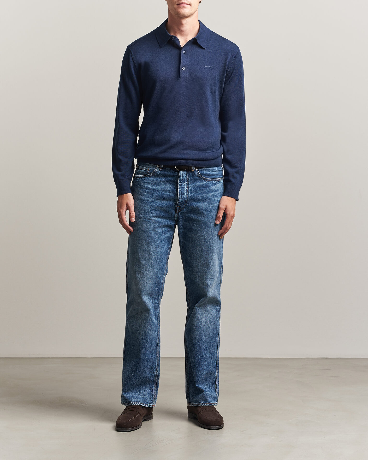 Herre | Trøjer | Gant | Extrafine Merino Knitted Polo Marine