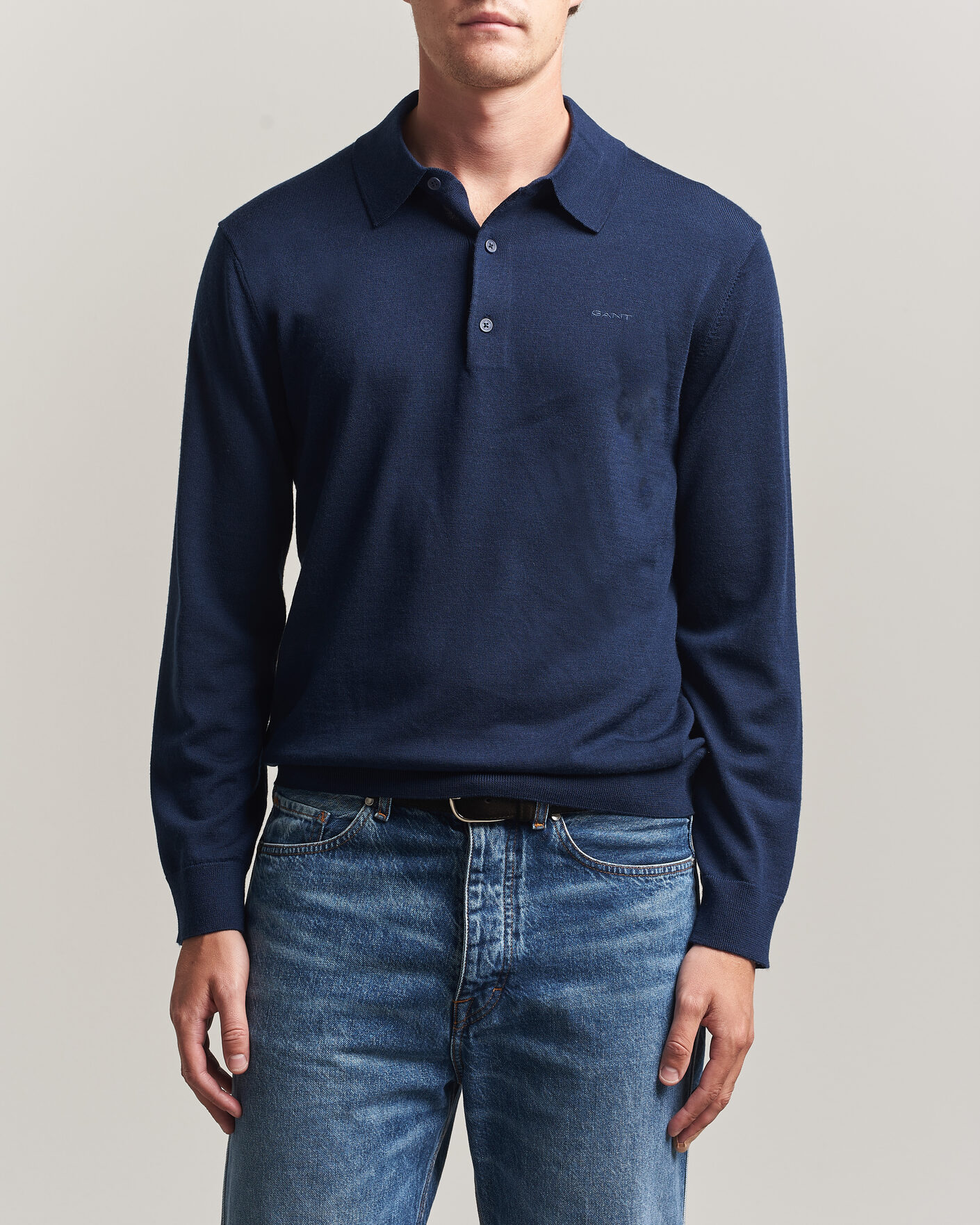 Herre | Trøjer | Gant | Extrafine Merino Knitted Polo Marine