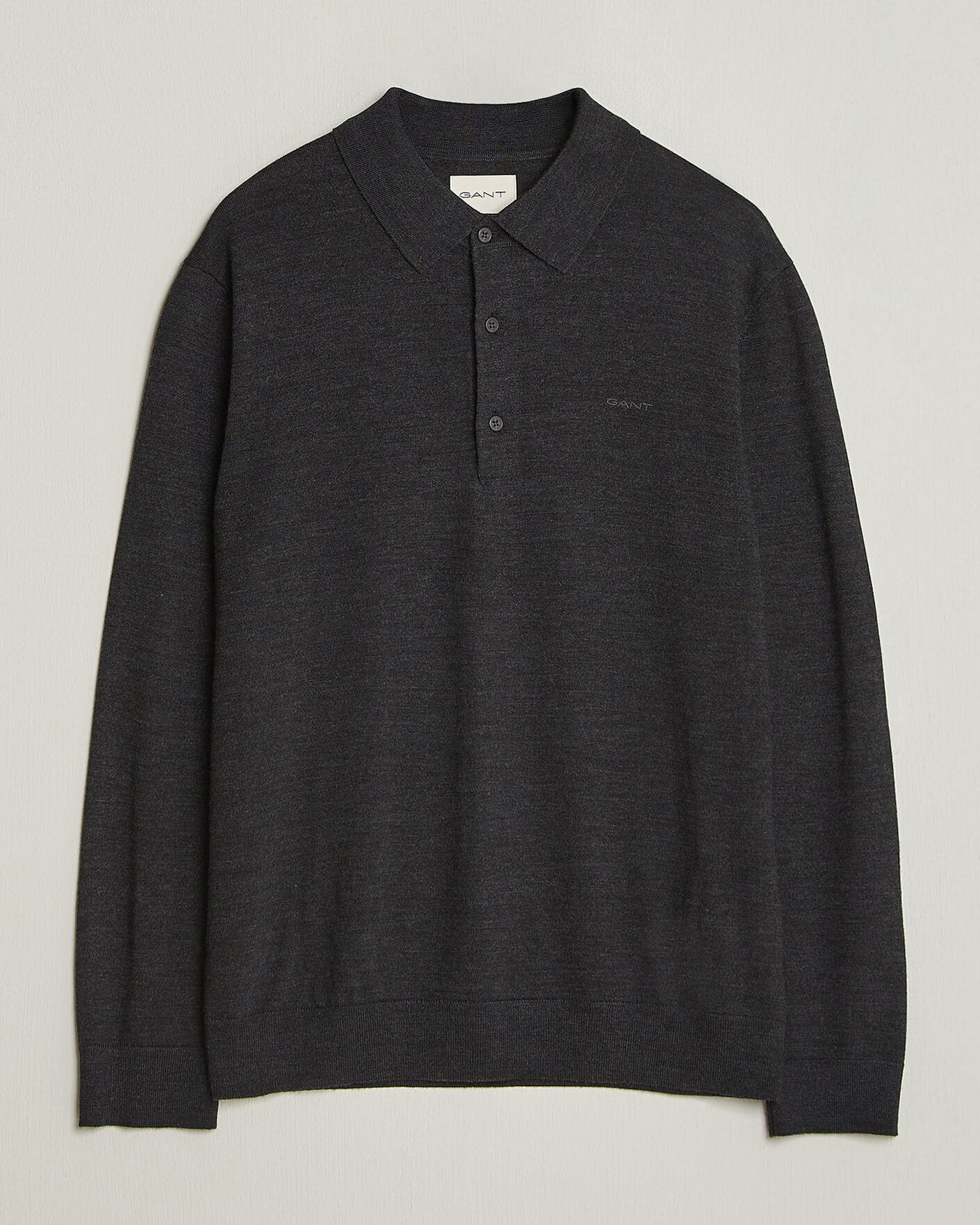 Herre | Trøjer | Gant | Extrafine Merino Knitted Polo Dark Charcoal Melange
