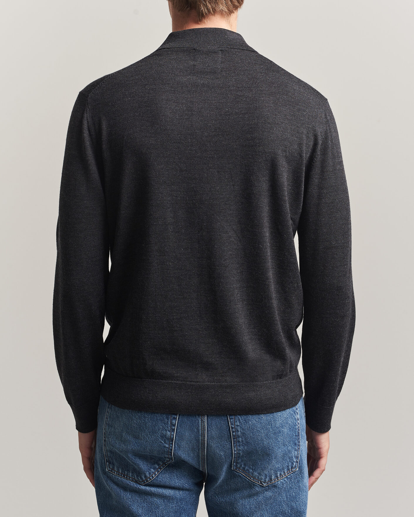 Herre | Trøjer | Gant | Extrafine Merino Knitted Polo Dark Charcoal Melange