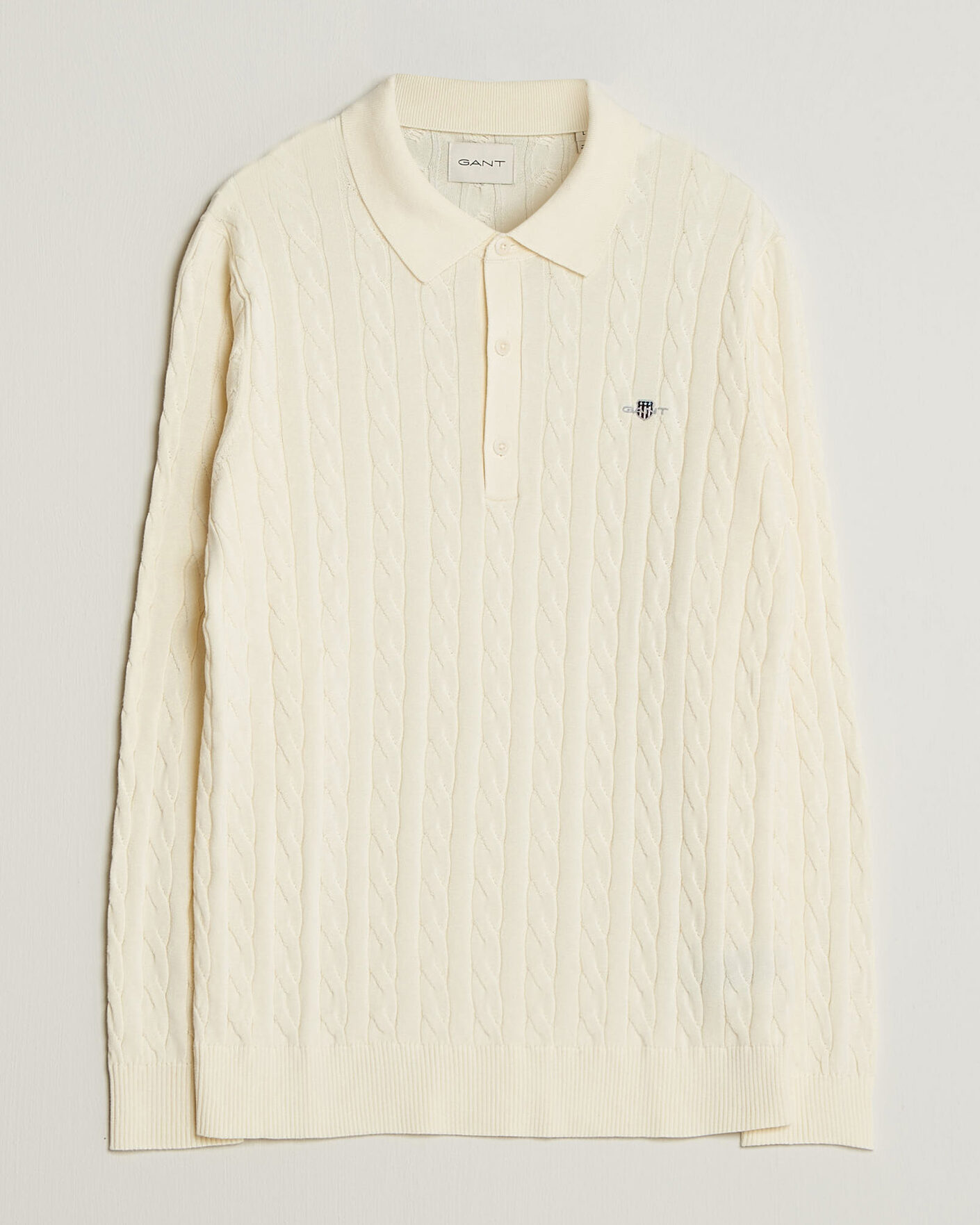 Herre | Trøjer | Gant | Cotton Cable Polo Cream