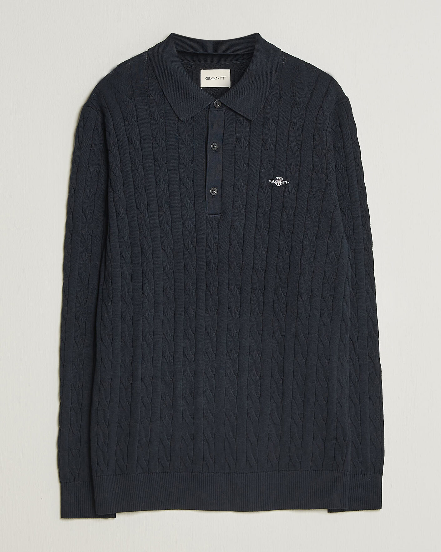 Herre | Trøjer | Gant | Cotton Cable Polo Evening Blue