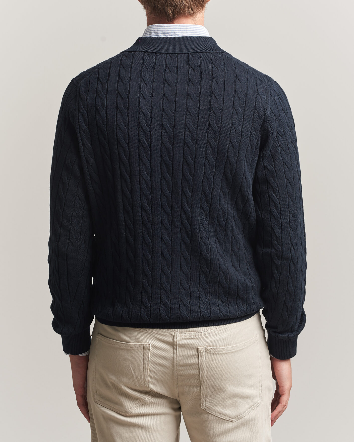 Herre | Trøjer | Gant | Cotton Cable Polo Evening Blue
